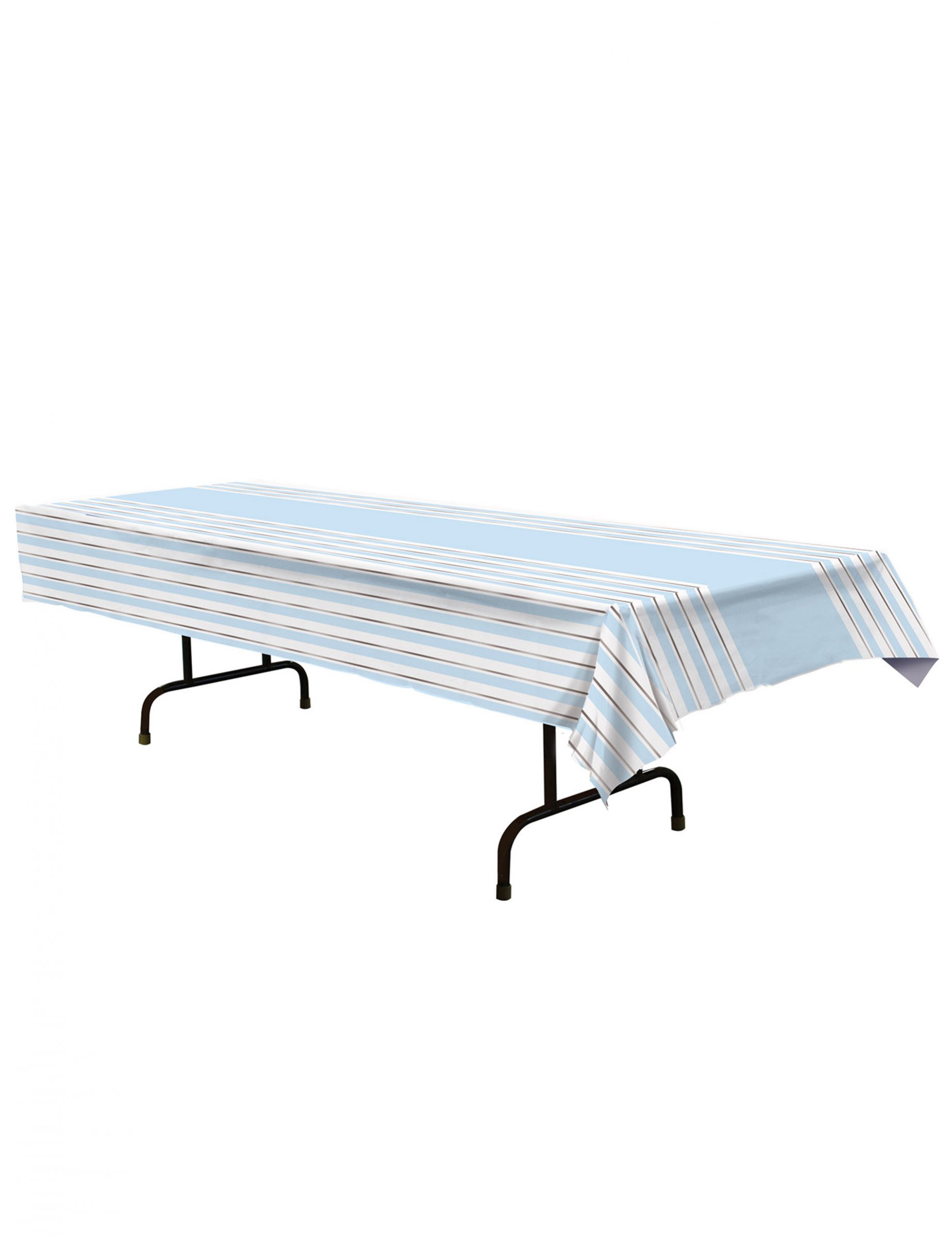 Gestreifte Kunststoff-Tischdecke in Blau