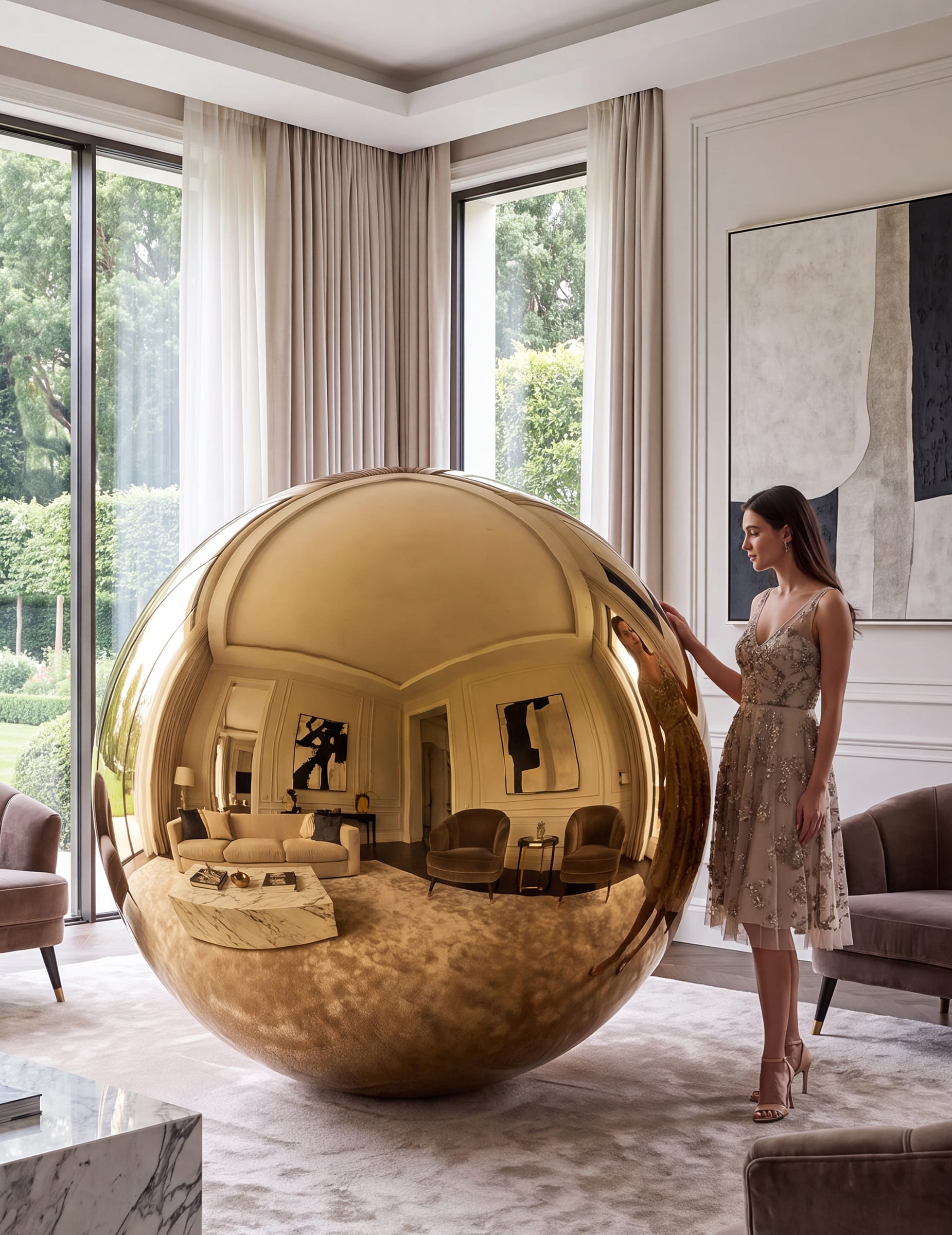 Gigantischer Spiegelballon in Gold 200 cm