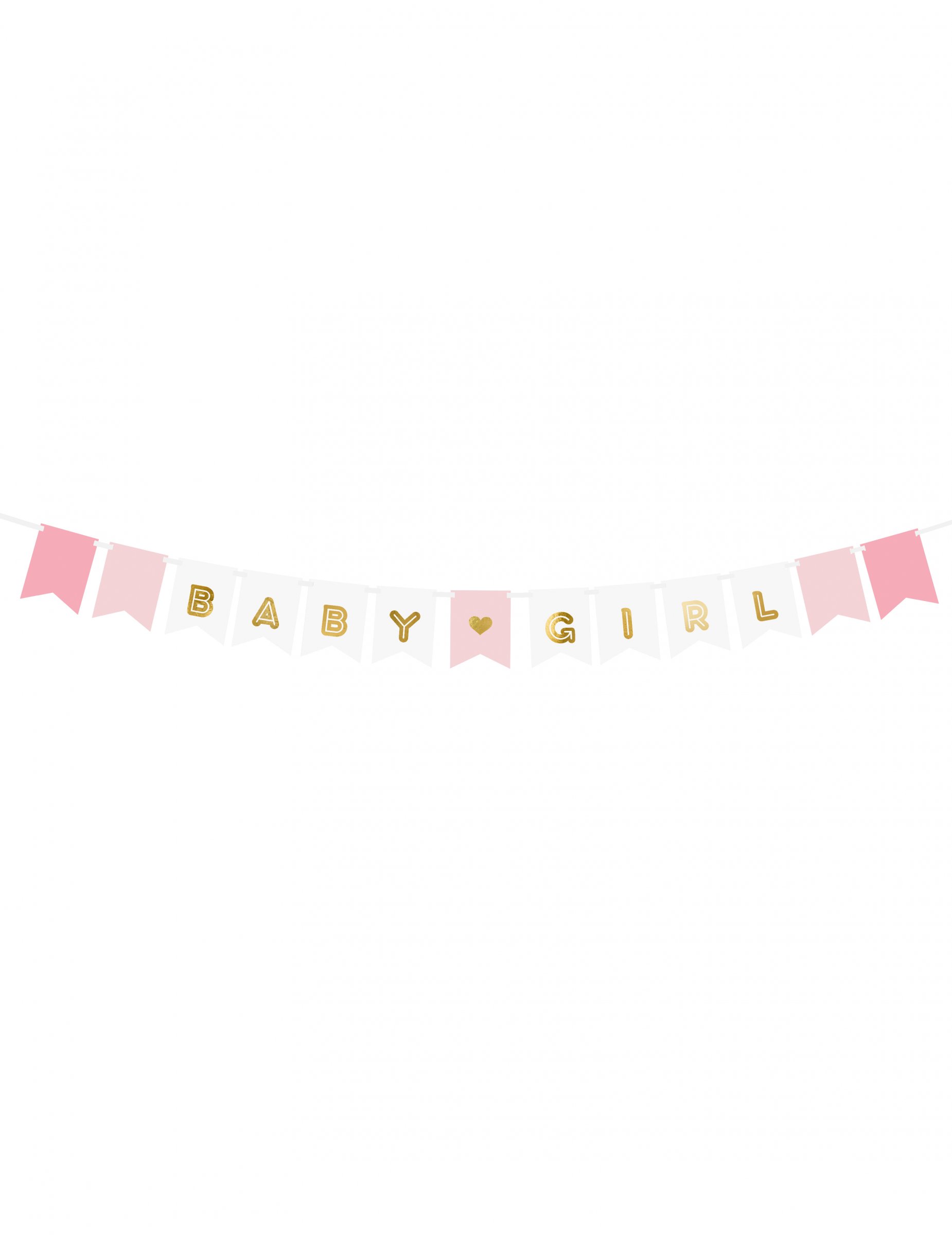 Girlande "Baby Girl" Rosa + Gold 15 x 175 cm für Babyparty