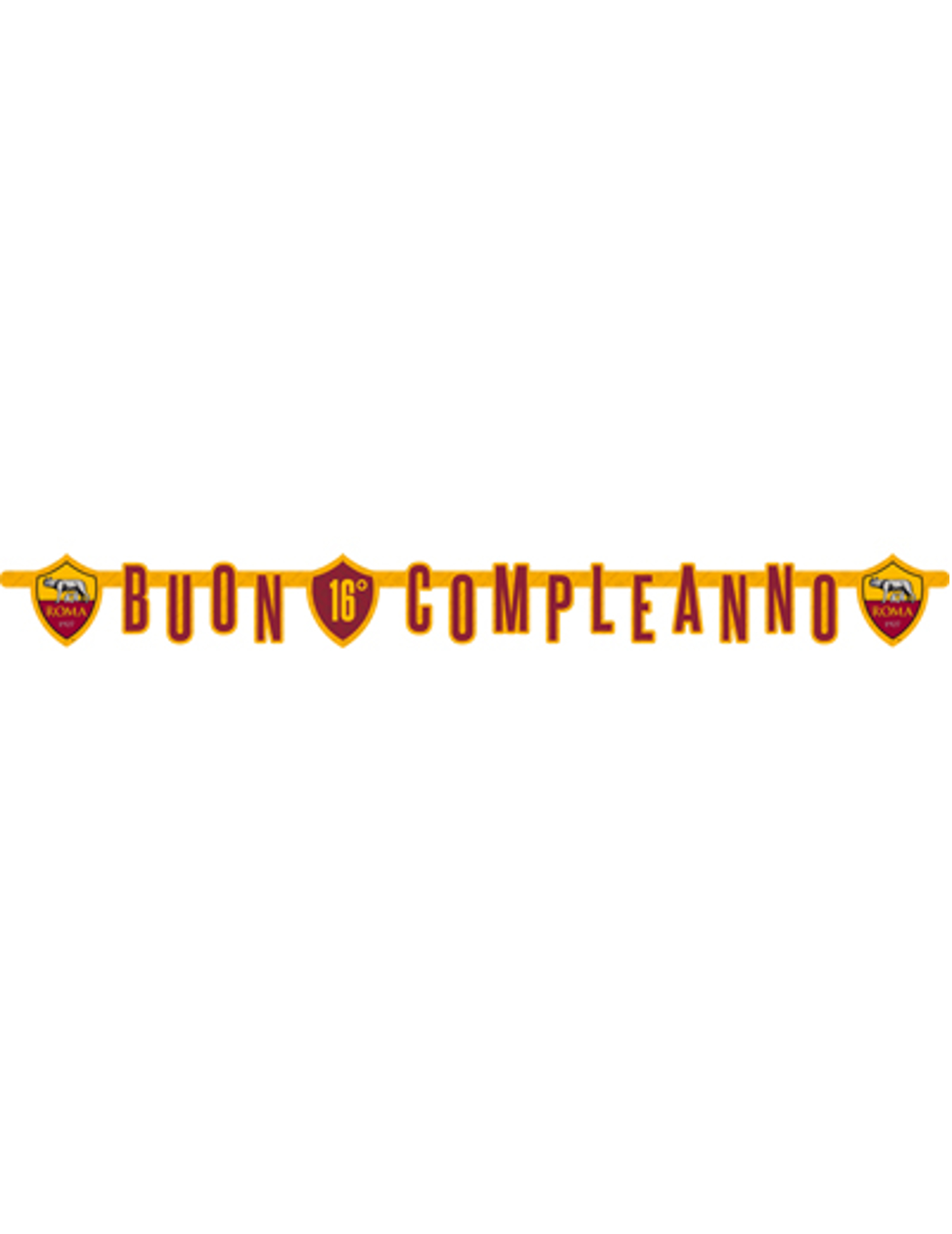 Girlande Buon Compleanno AS Rom Groß Karton Rot Gelb
