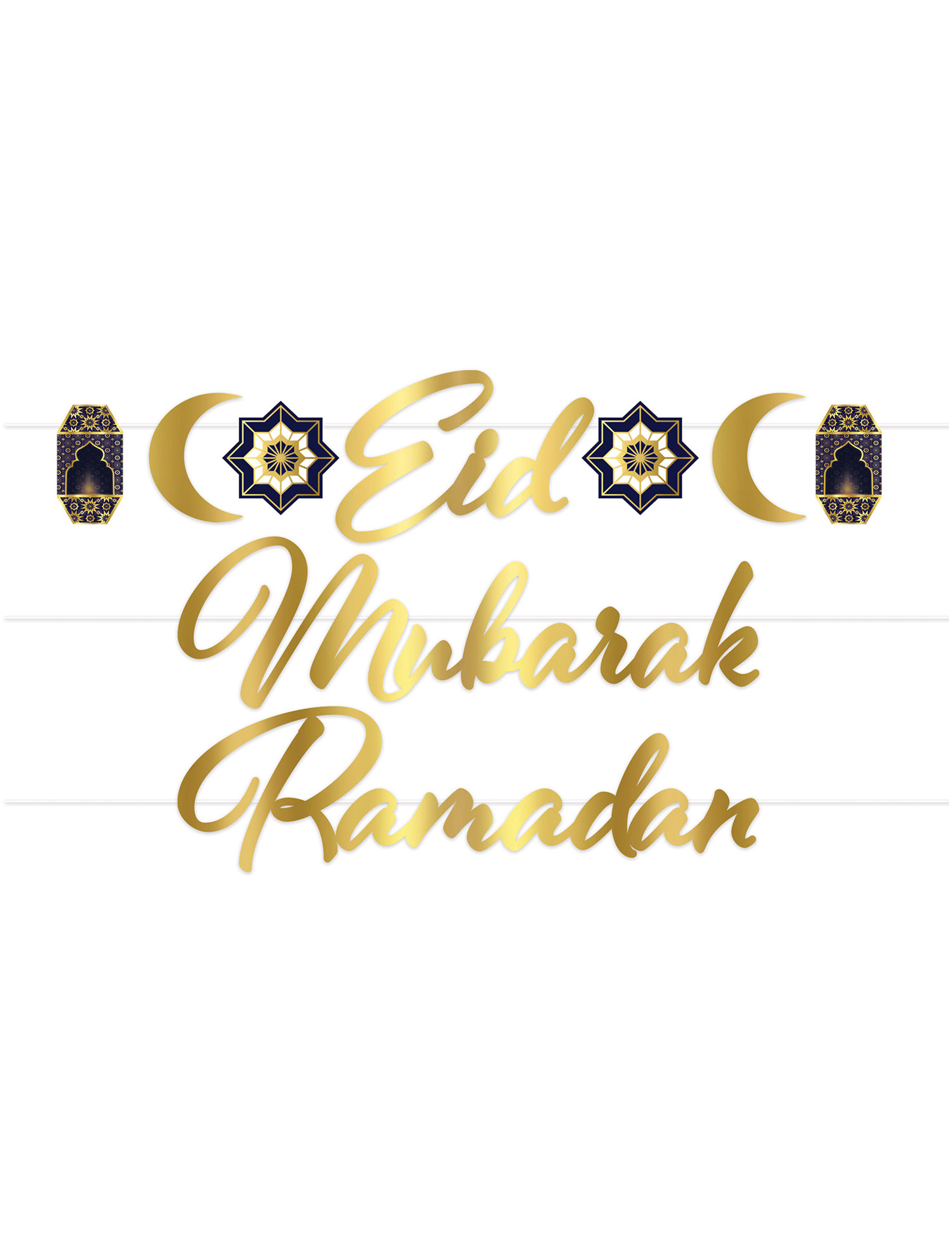 Girlande Eid Mubarak Gold aus Karton 182 cm