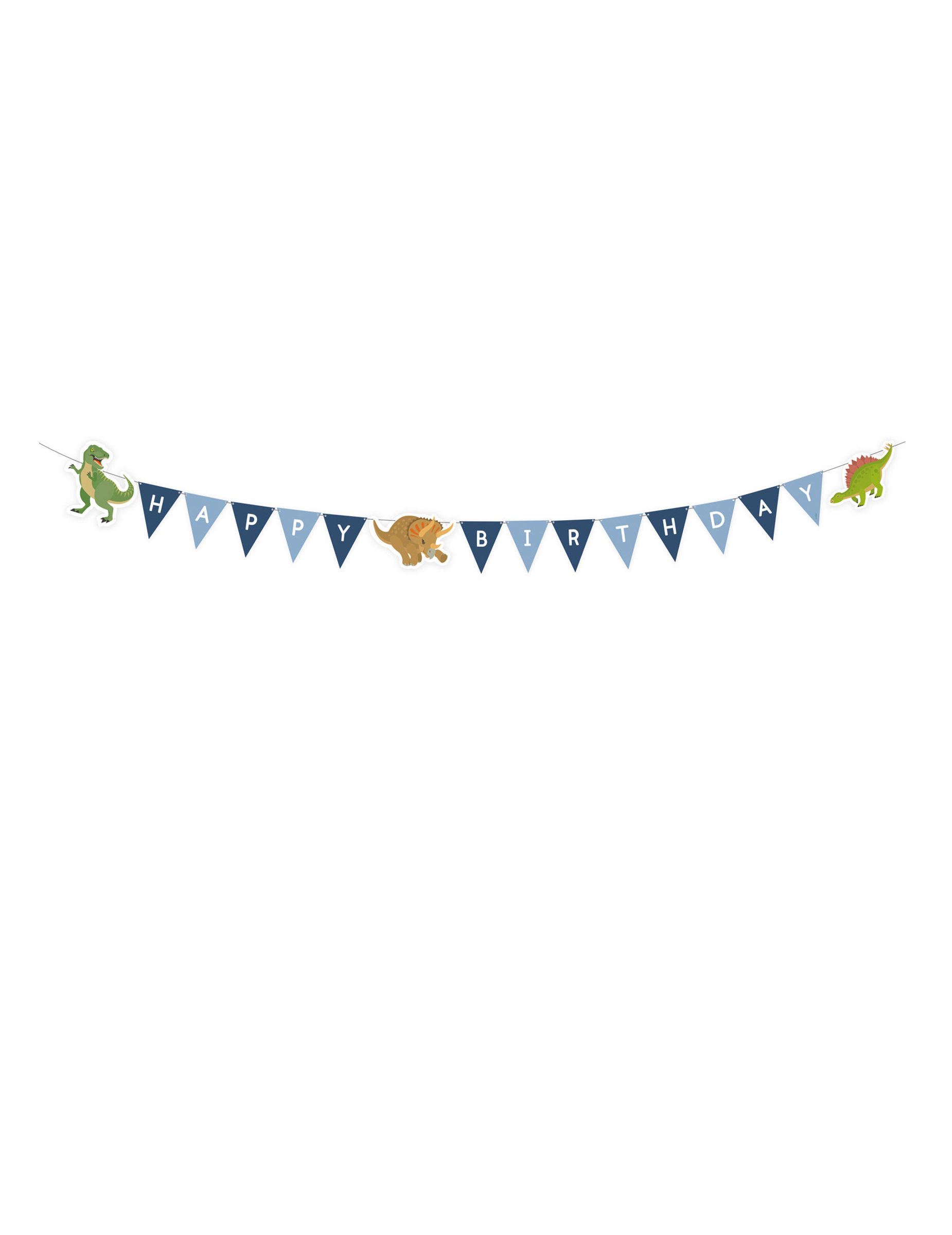Girlande Happy Birthday Dinosaurier blau 180 cm