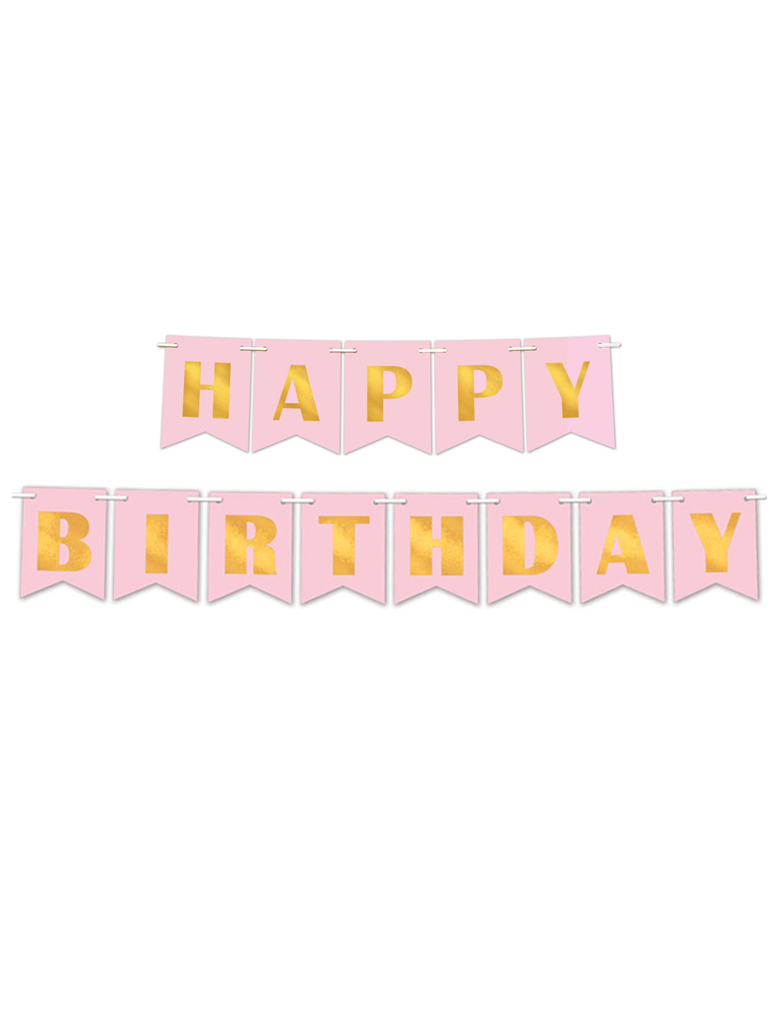 Girlande Happy Birthday Puderrosa und Gold Metallic 15 cm x 3 m
