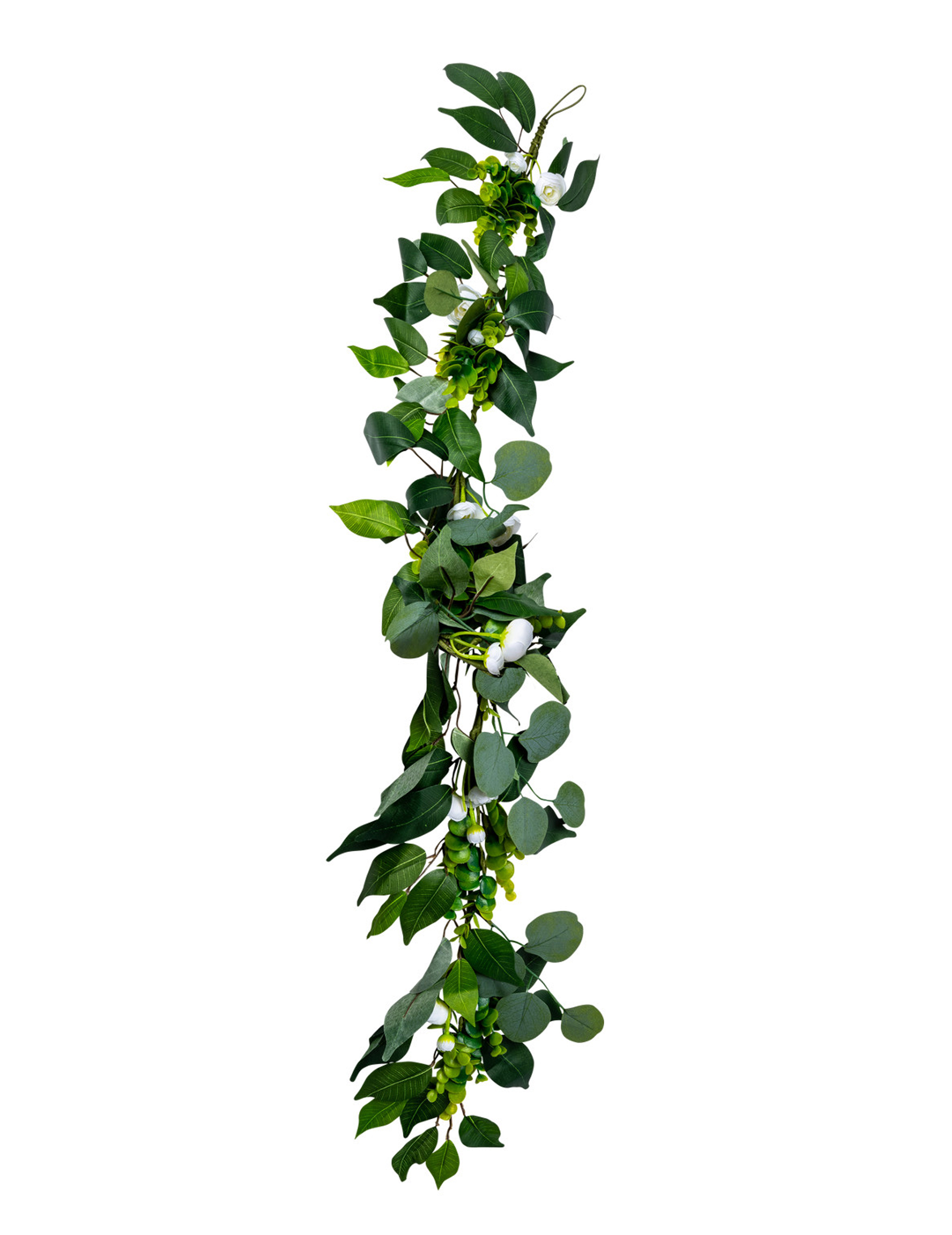 Girlande Pfingstrosen Lorbeer Eukalyptus weiß 1