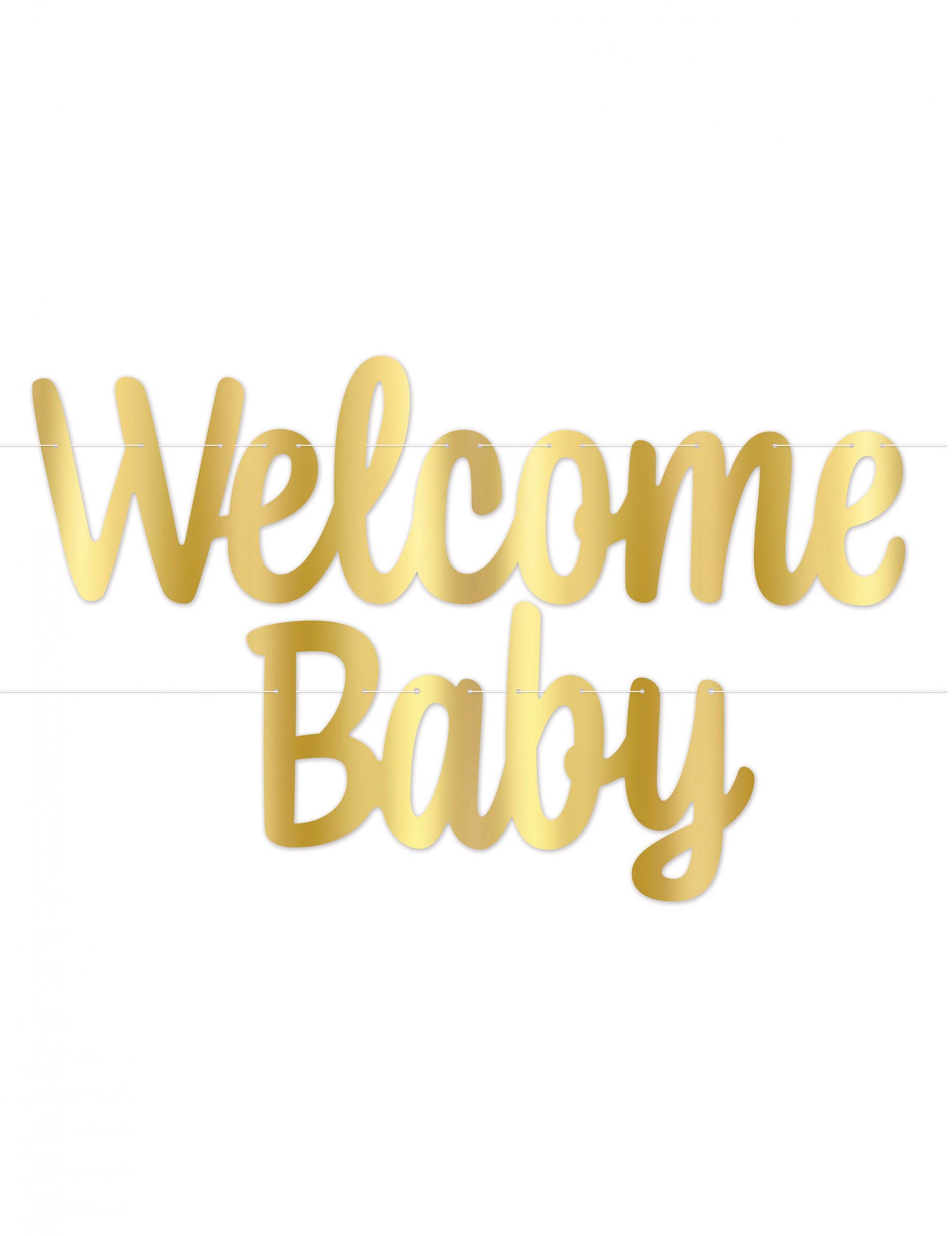 Girlande Welcome Baby Gold aus Karton 18 cm x 1