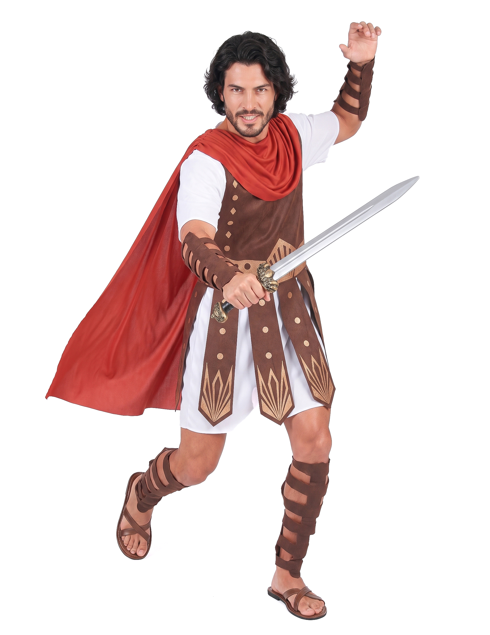 Gladiatoren-Kostüm Römischer Krieger braun-weiss-rot