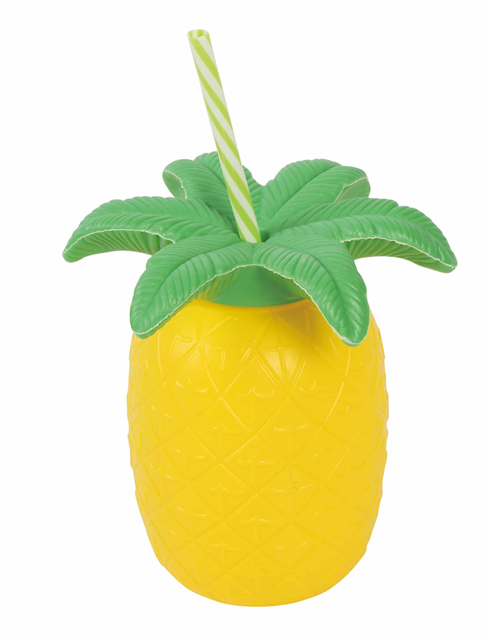 Glas Ananas mit Strohhalm