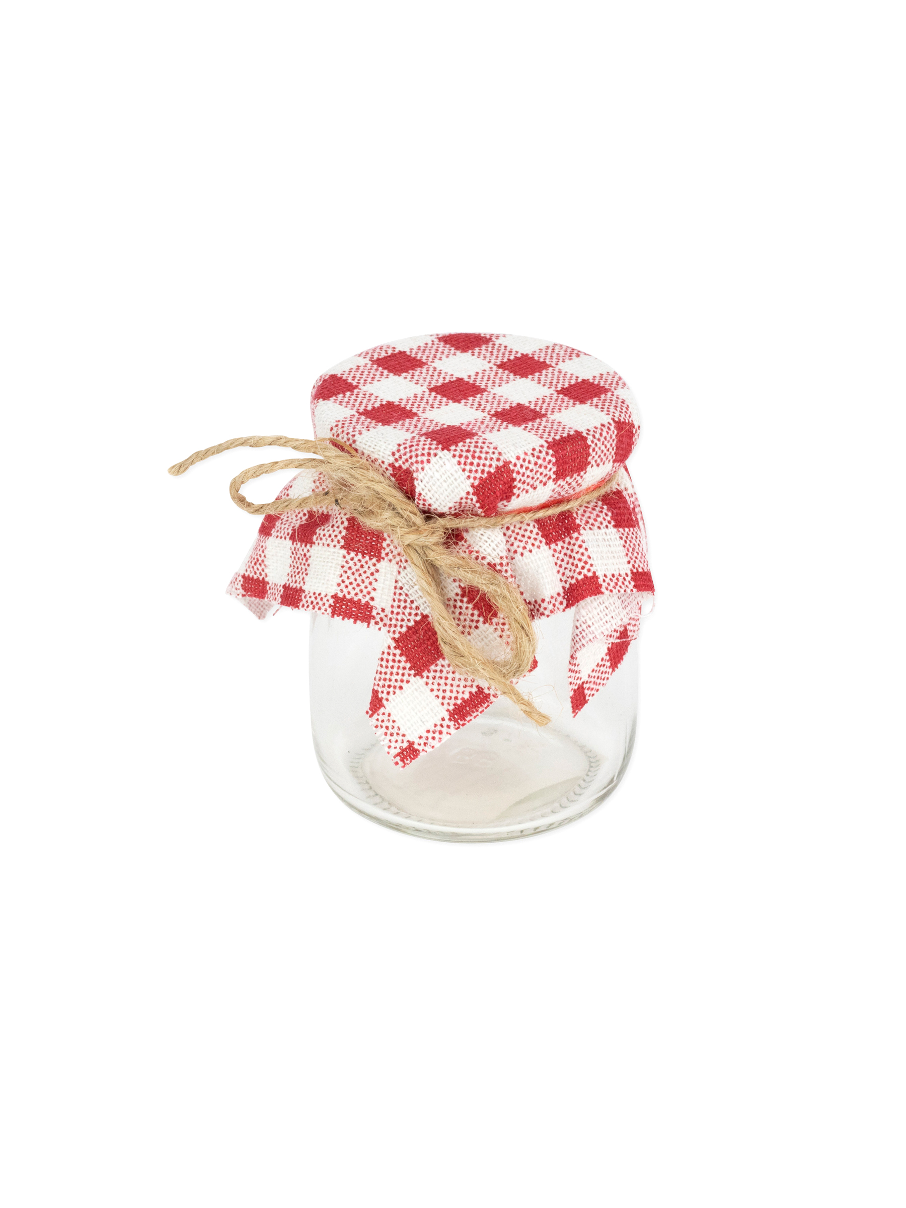 Glasgefäß im rot-weißen Vichy-Look - 7 cm