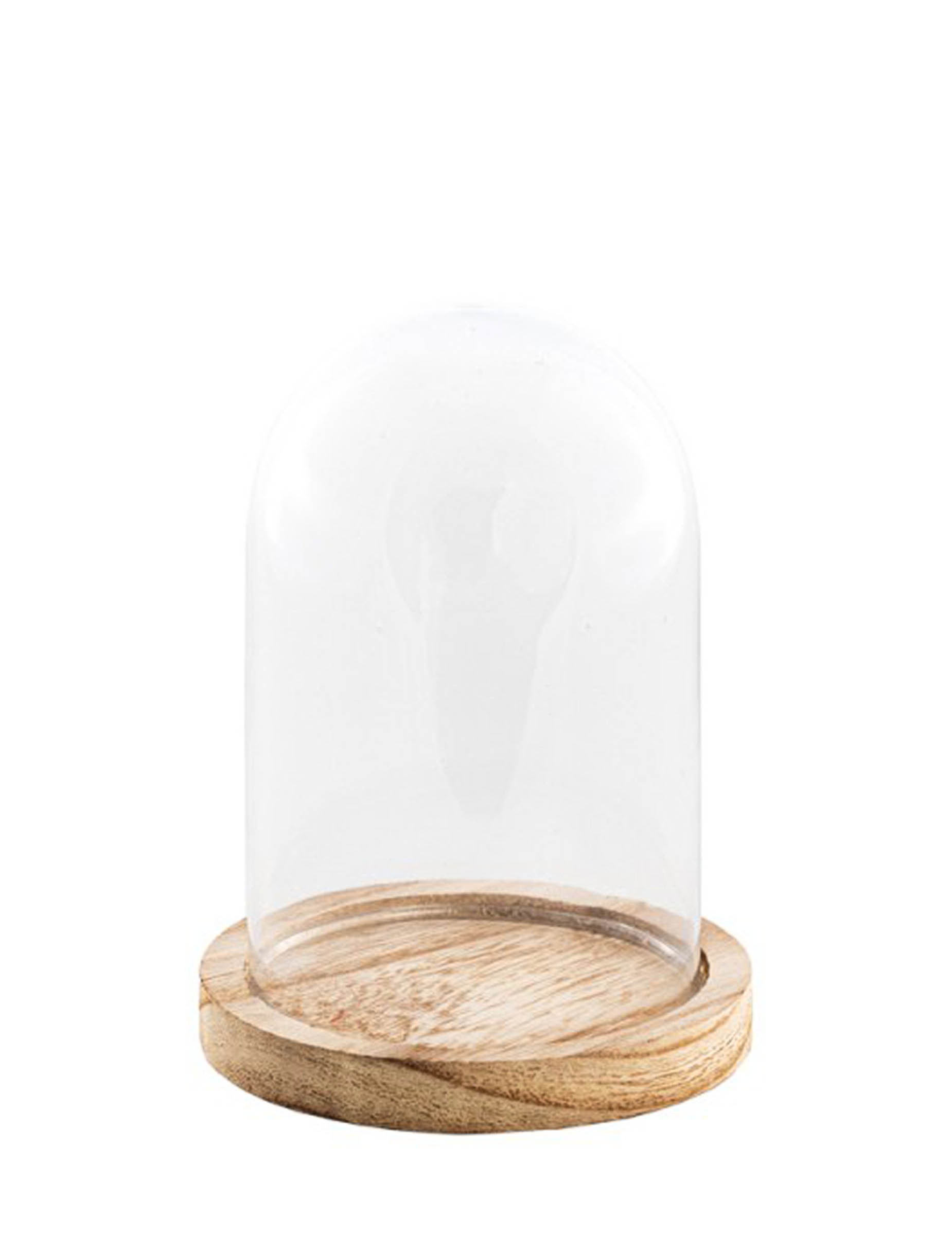 Glasglocke mit Holzsockel 13 cm