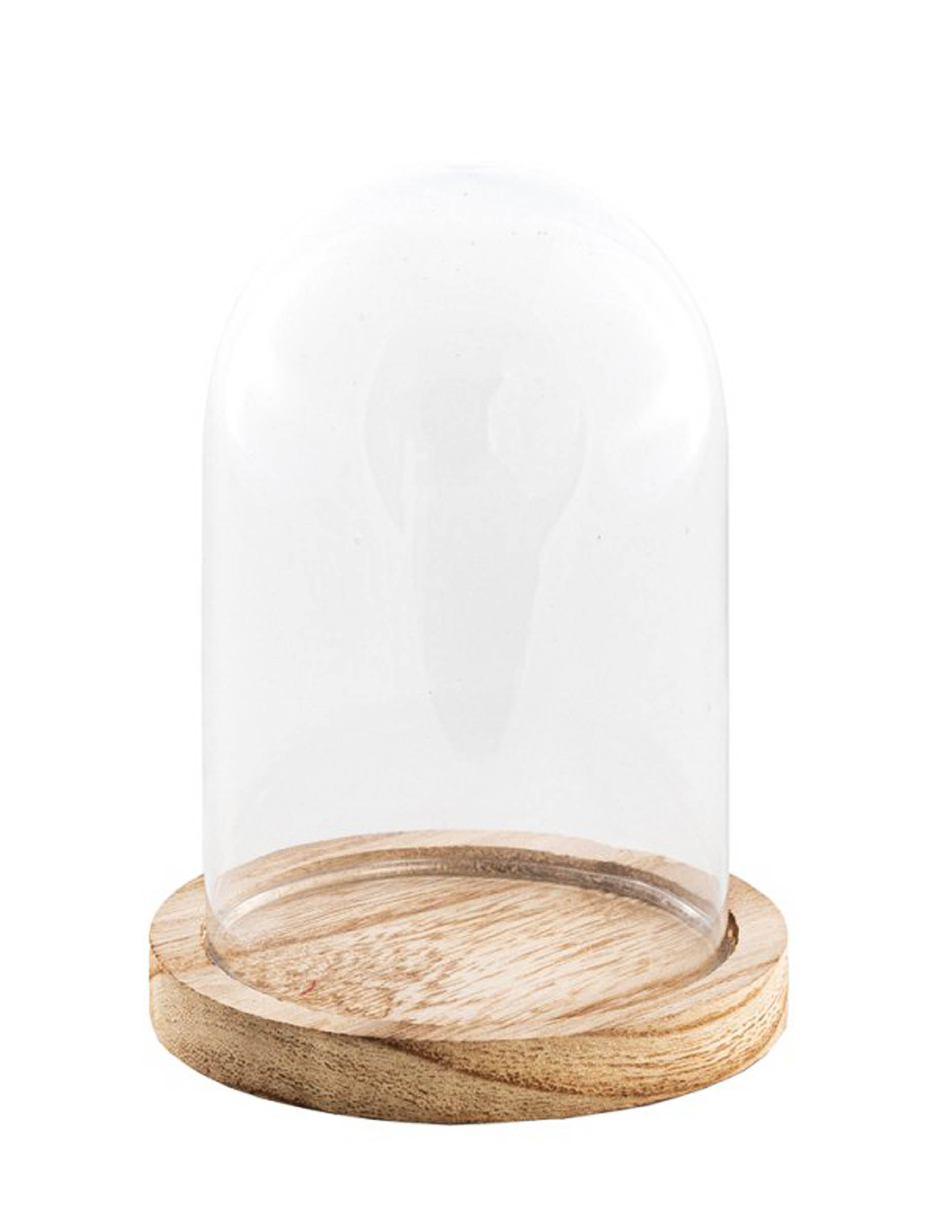 Glasglocke mit Holzsockel 21cm