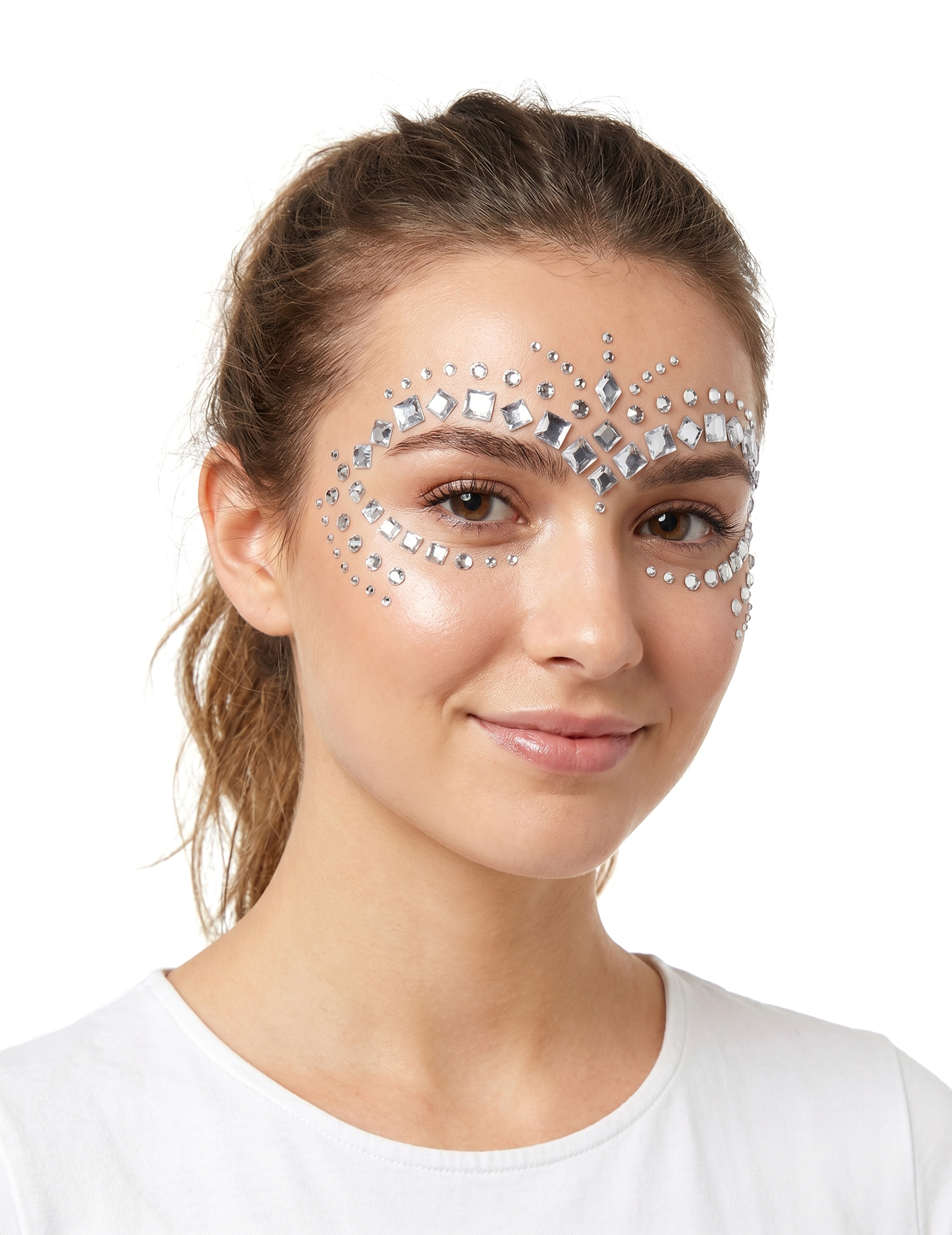 Glitzer-Schmucksteine für das Gesicht 100 Stück Make-up silber