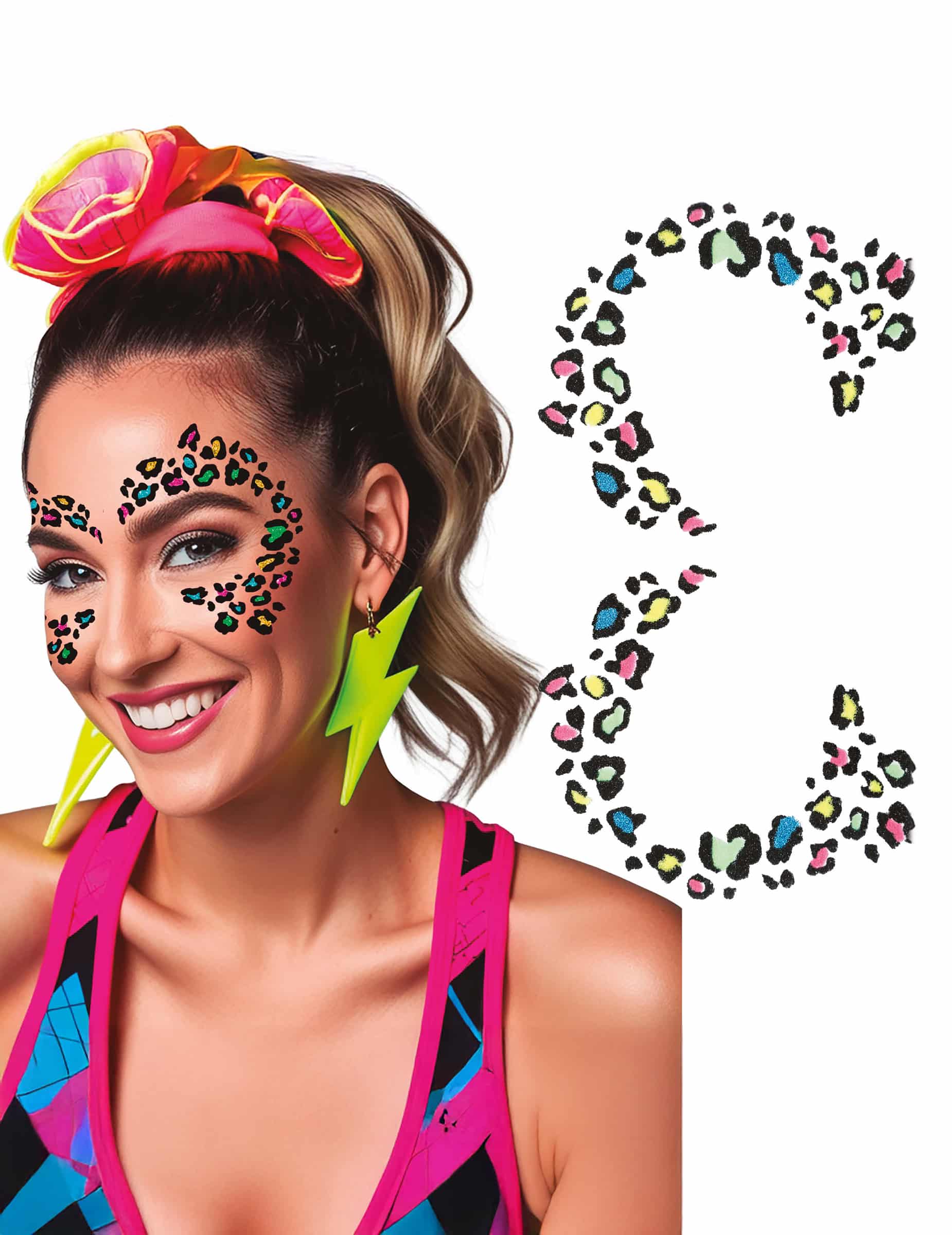 Glitzer-Tattoo "Bunter Leopard"