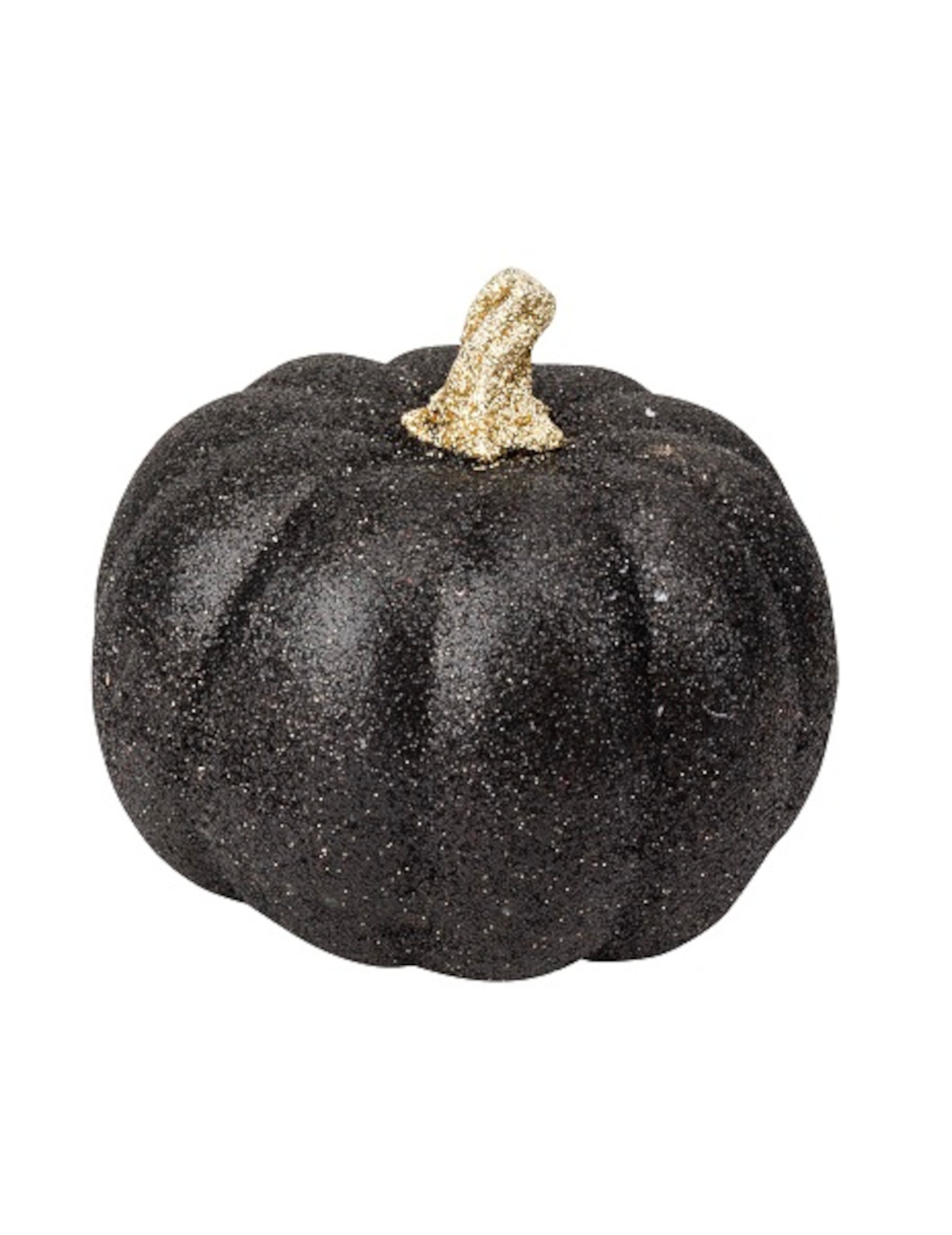 Glitzerkürbis Dekofigur Partydeko Halloweendeko schwarz 12 cm