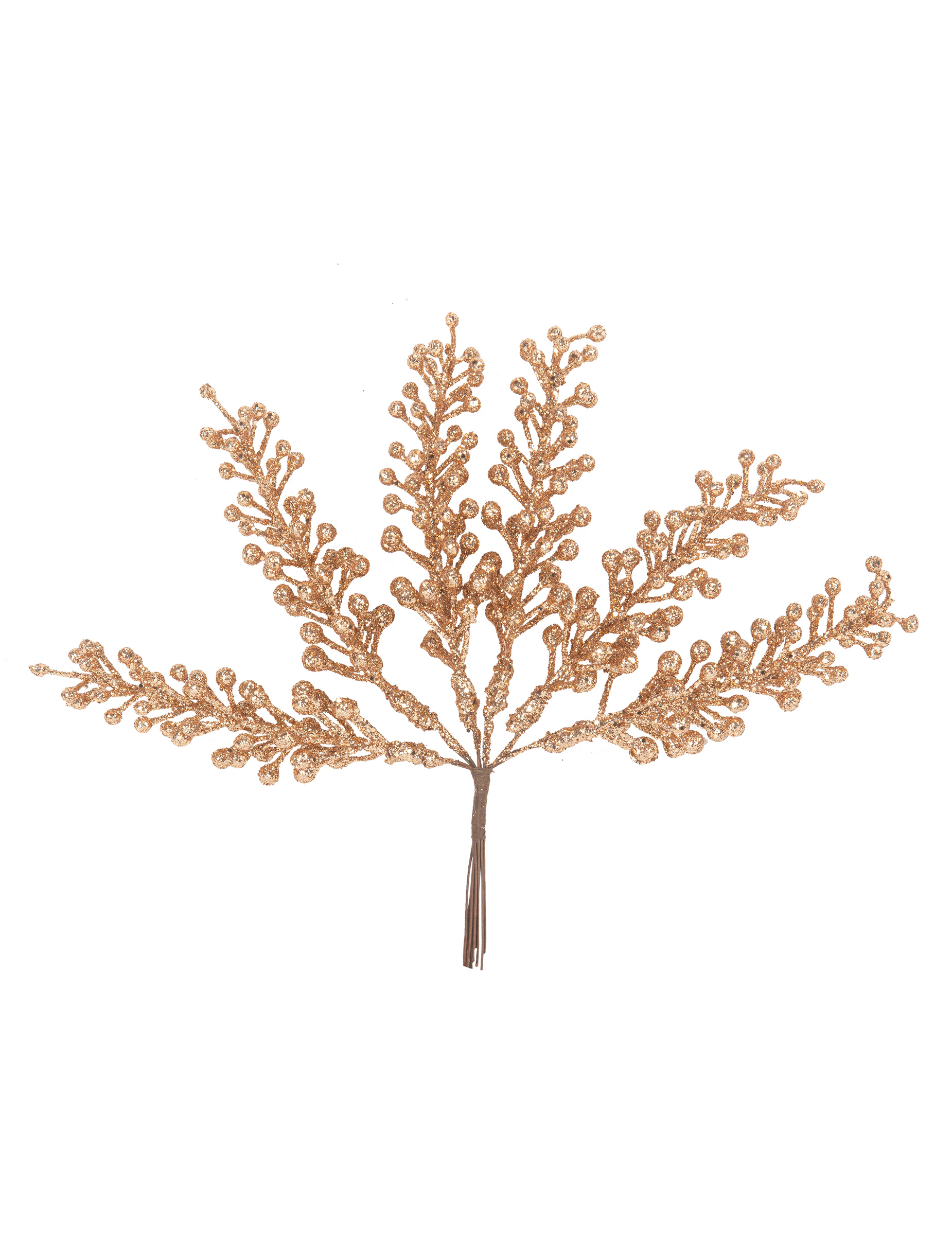 Glitzernde Beerenzweige 6 Stück roségold 17 cm