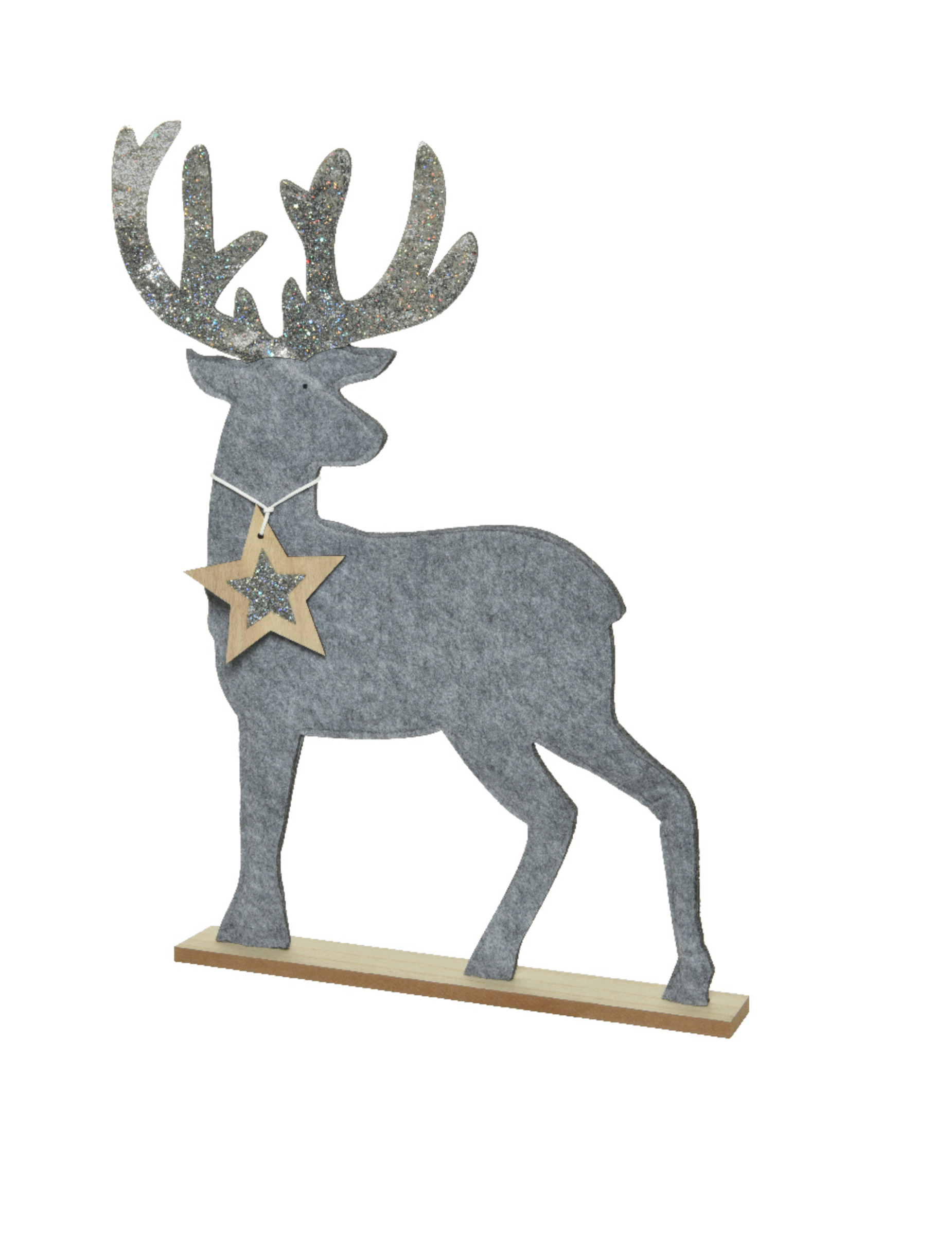 Glitzernde Hirsch-Dekofigur für Weihnachten silberfarben-gold 40 cm