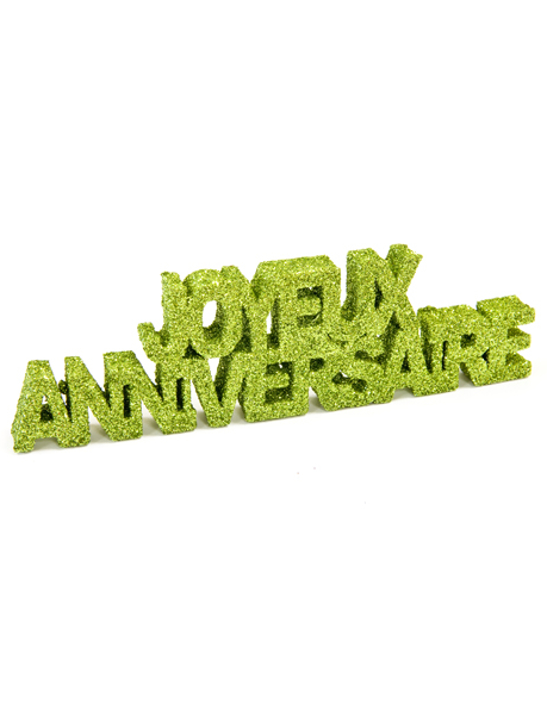 Glitzernde Tischdekoration Happy Birthday in Grün aus Polystyrol 12 x 3