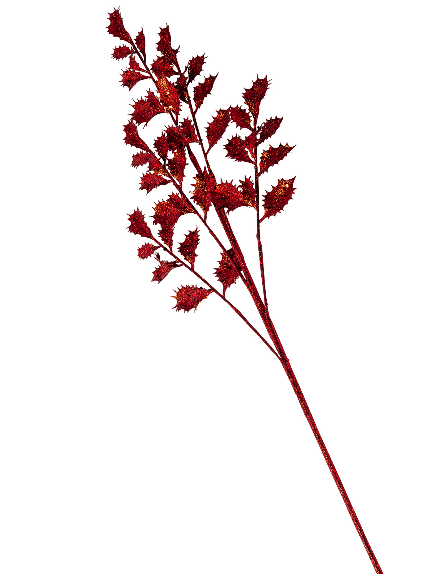 Glitzernder Stechpalmenzweig Weihnachts-Tischdeko rot 70 cm