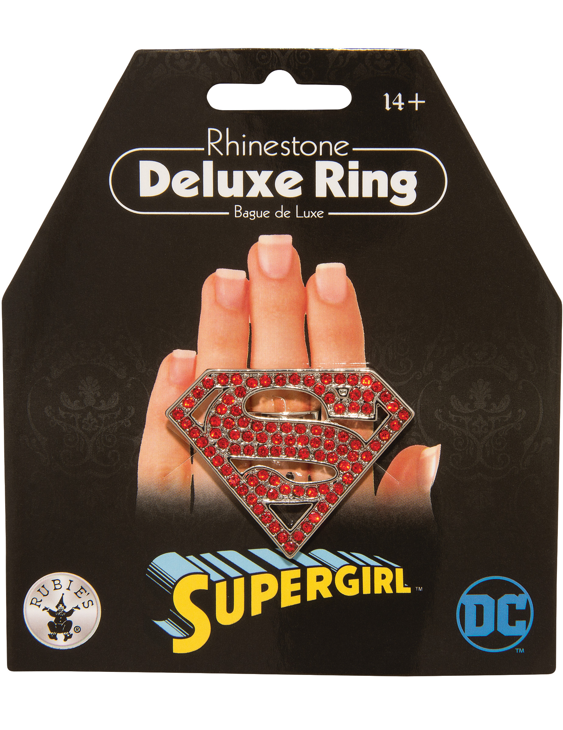 Glitzernder Supergirl-Ring für Erwachsene rot-silberfarben