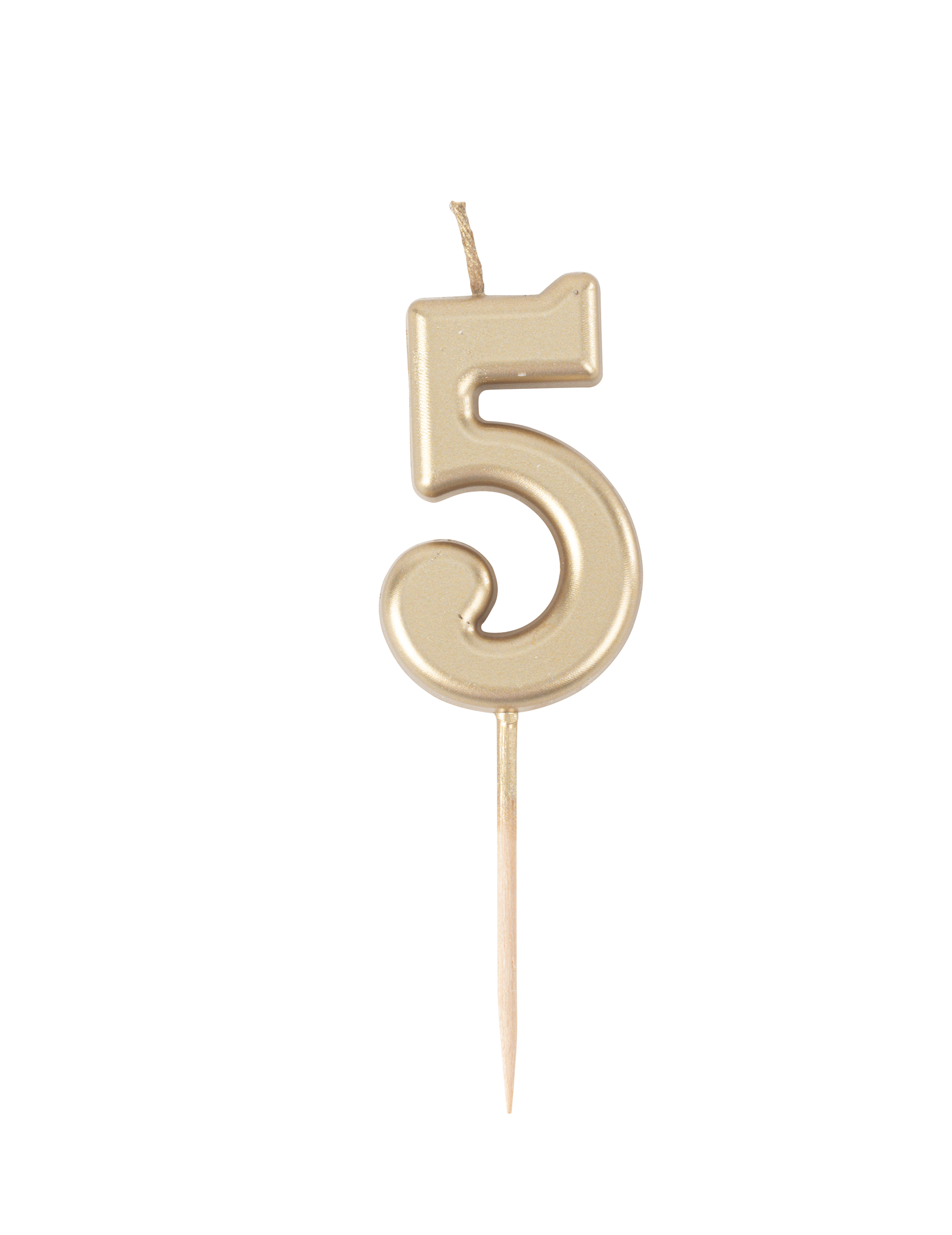 Goldene Geburtstagskerze Zahl 5 Metallic 4
