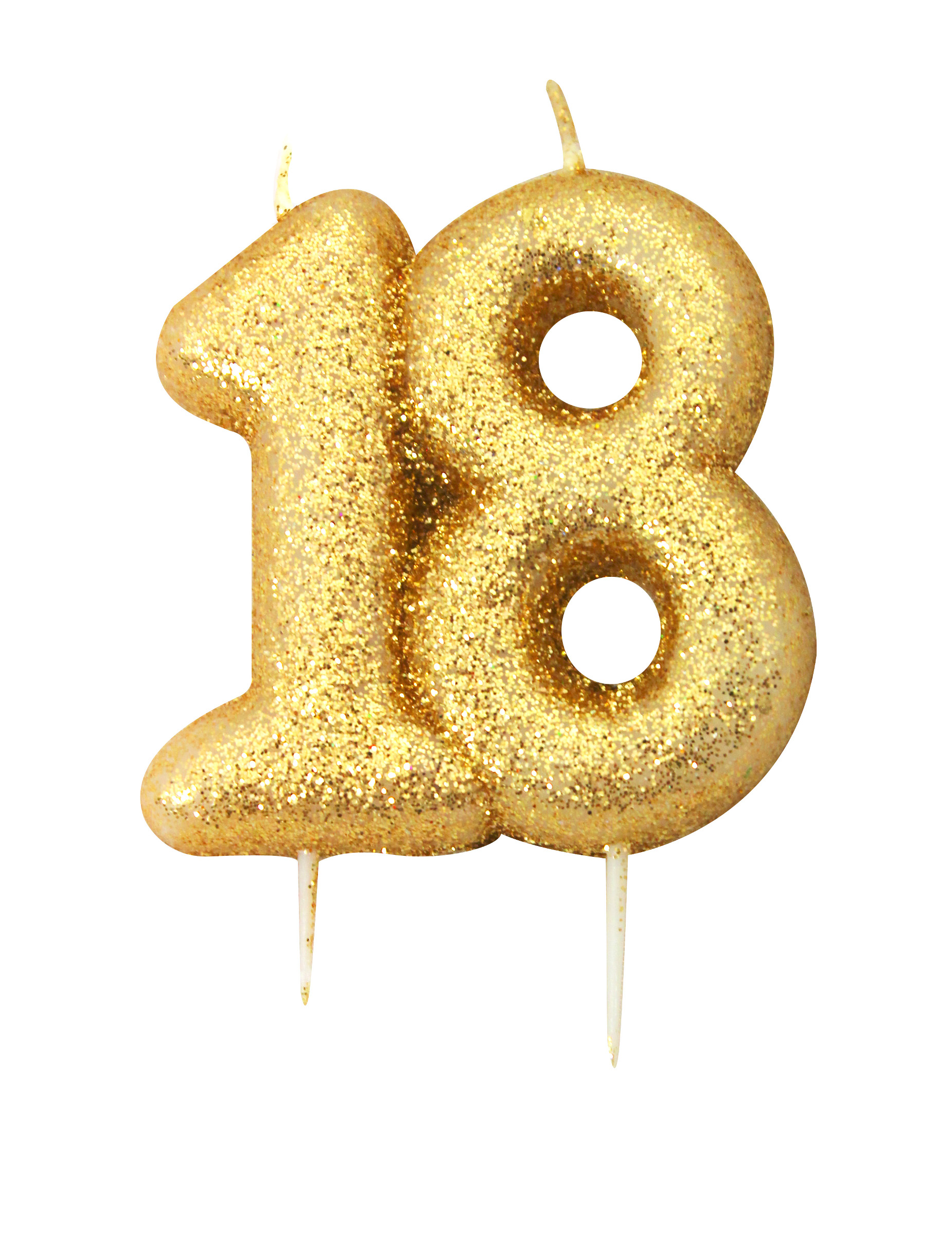 Goldene Glitzer-Geburtstagskerze Zahl 18 für Kuchen 7cm