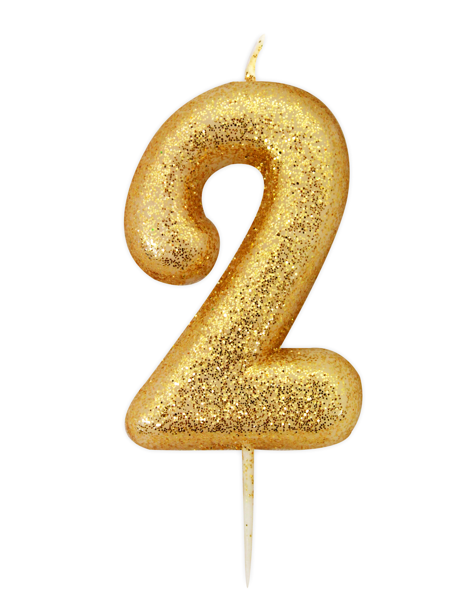 Goldene Glitzer-Zahlenkerze 2 - 8