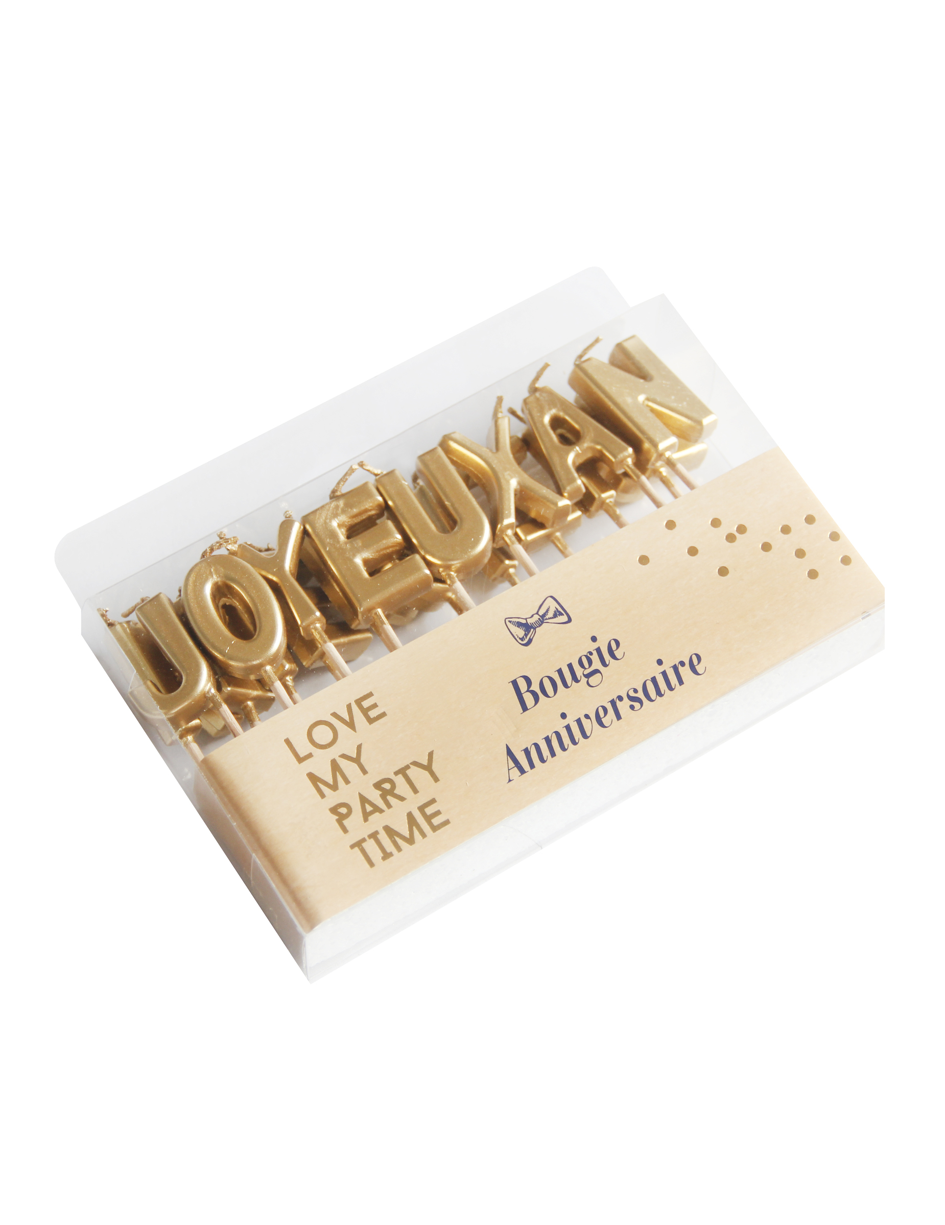 Goldene Happy Birthday Kerzen im Metallic-Look 2