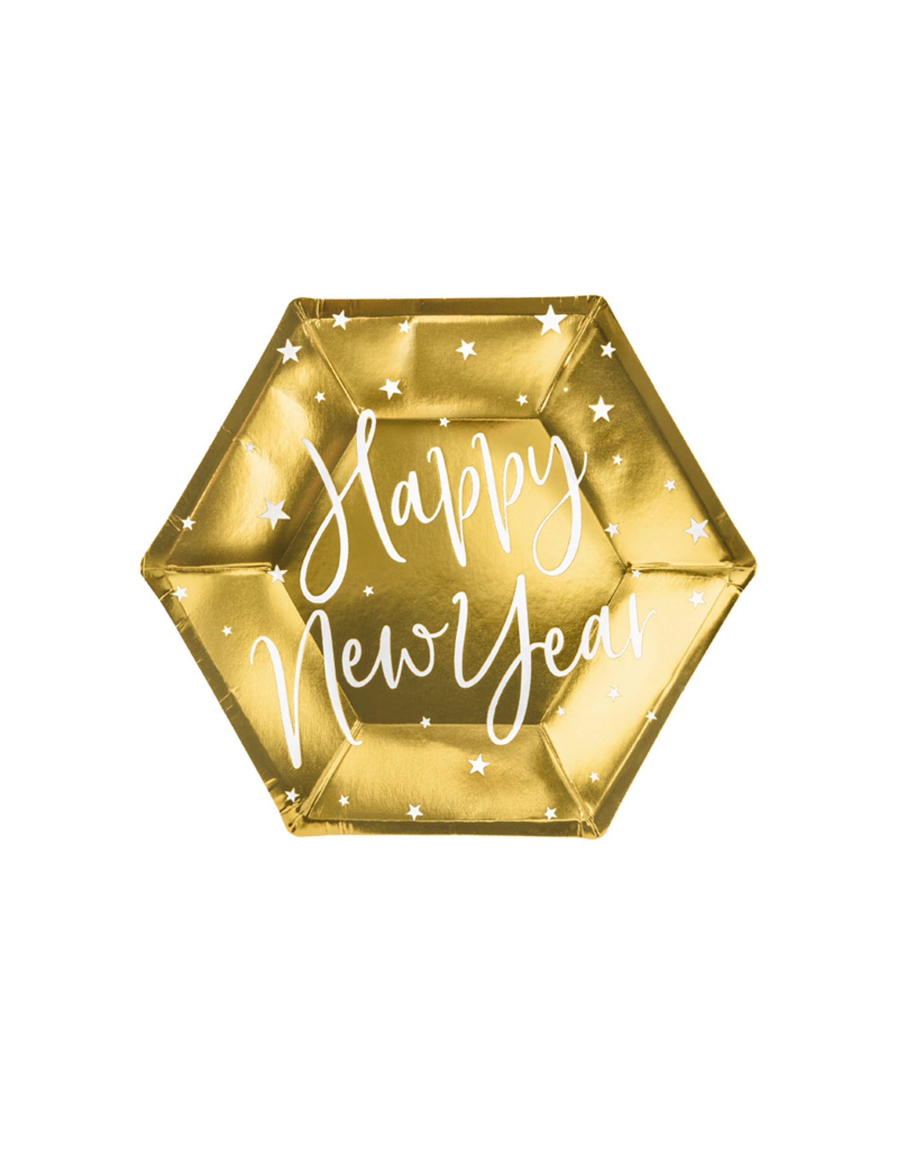 Goldene Pappteller Happy New Year 6 Stück 20 cm