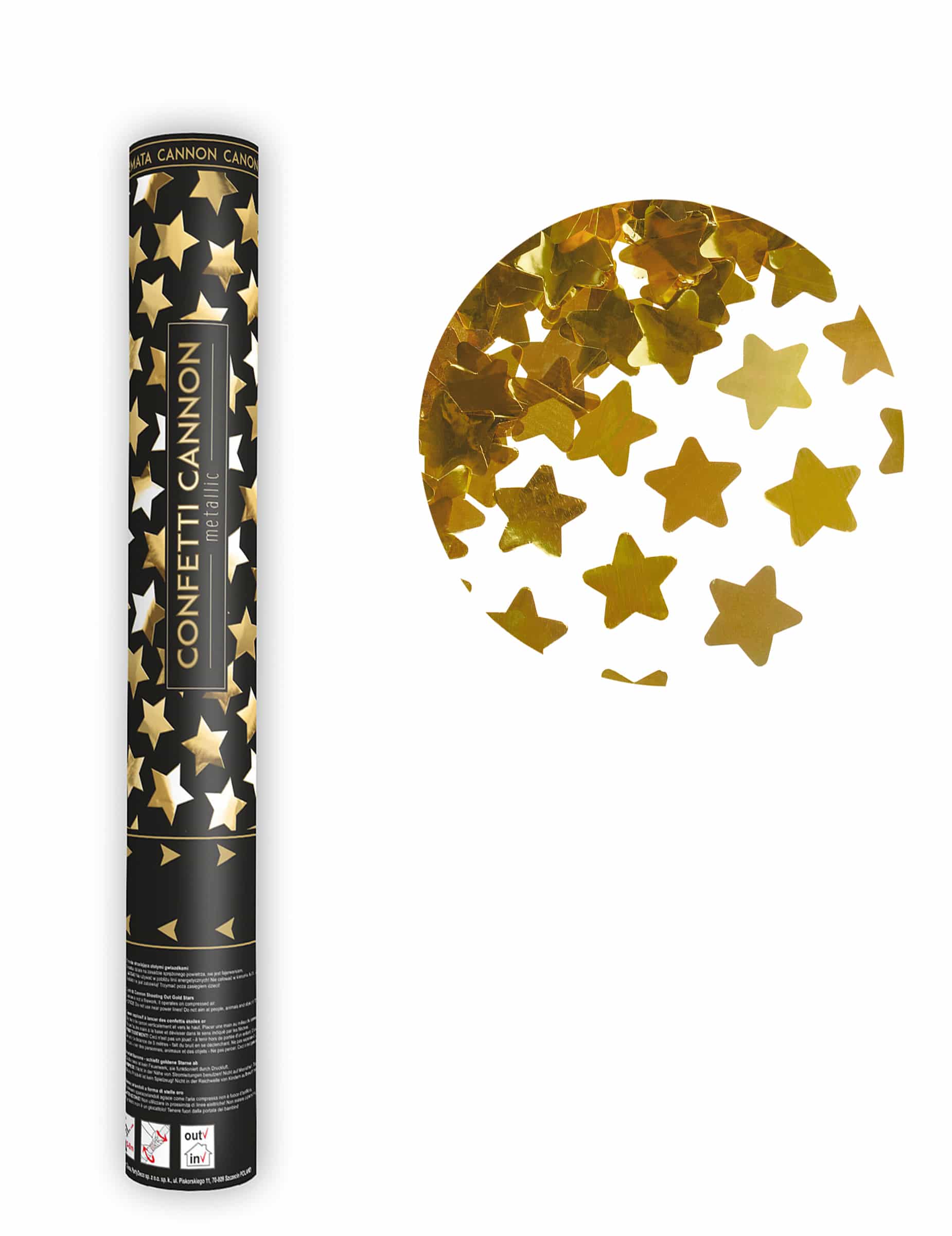 Goldene Sternen-Konfettikanone 40 cm