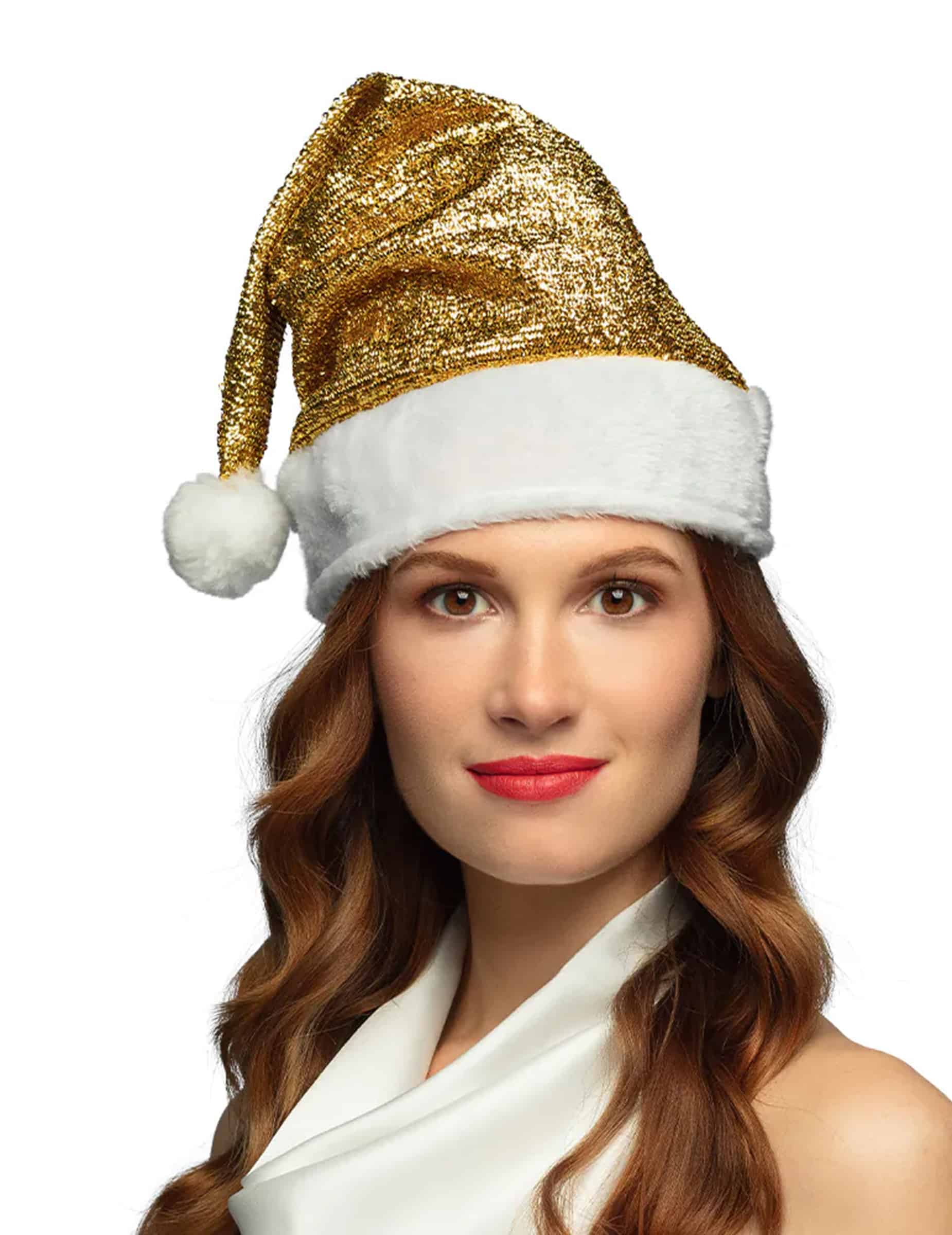 Goldene Weihnachtsmütze für Erwachsene glänzend