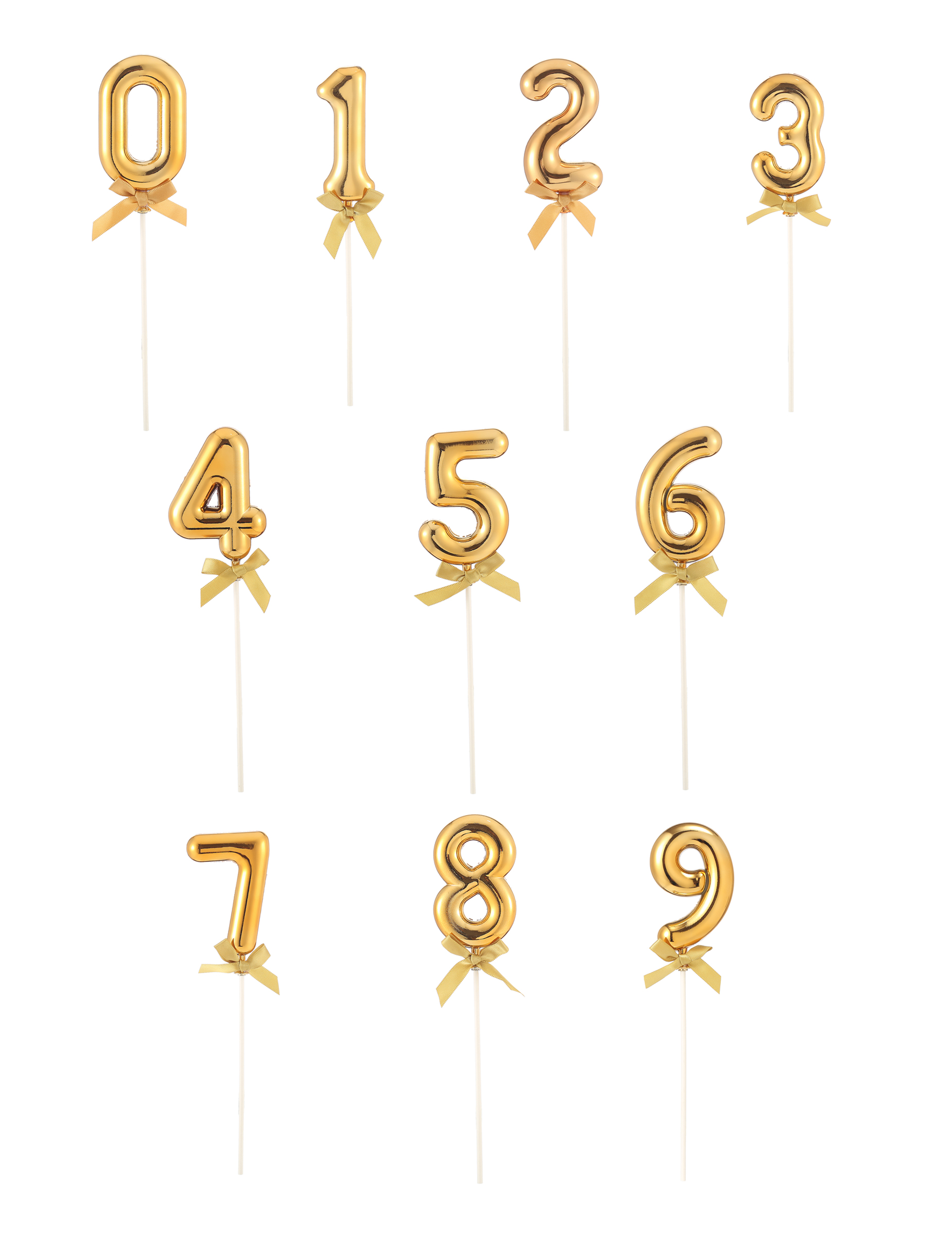 Goldene Zahl Cake Topper mit Schleife 12