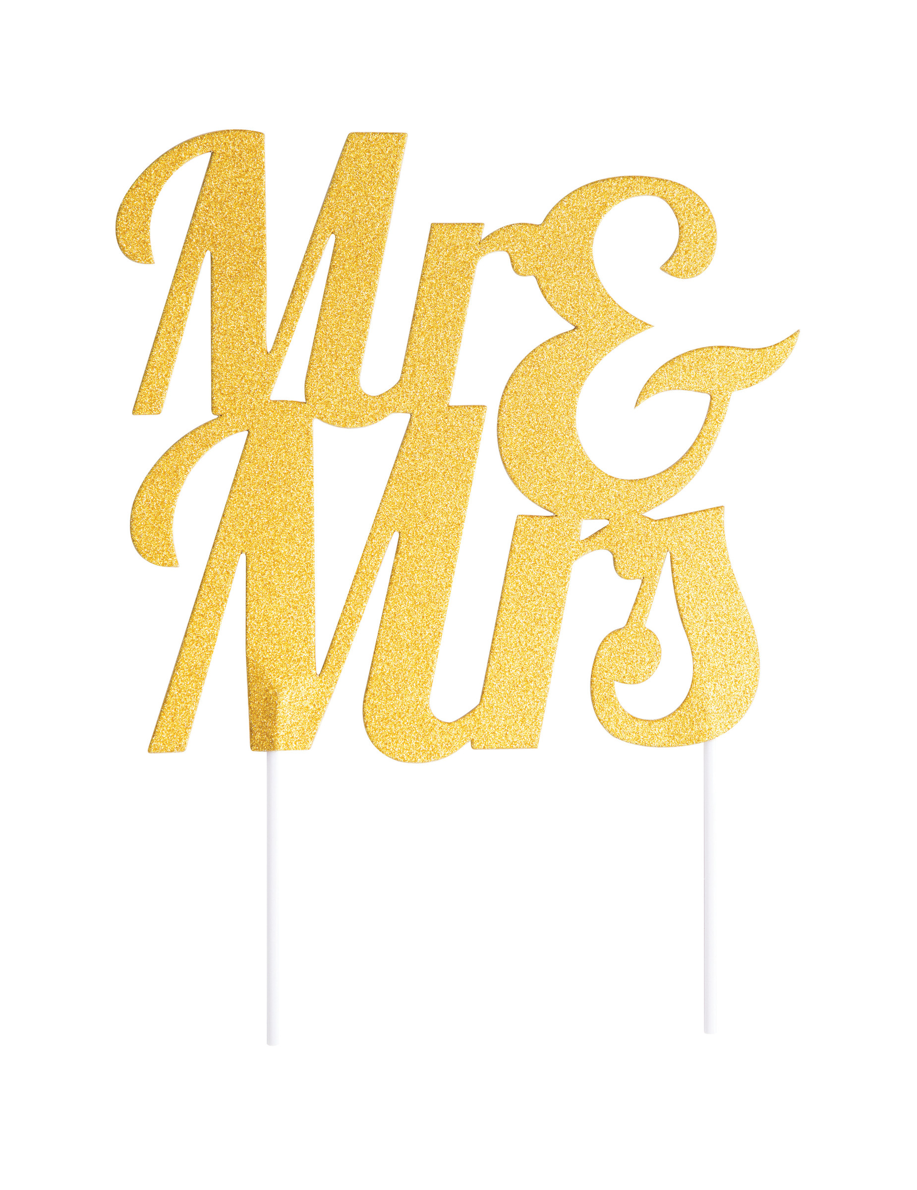 Goldener Cake Topper "Mr + Mrs" aus Kunststoff - 18 x 23 cm für Hochzeiten
