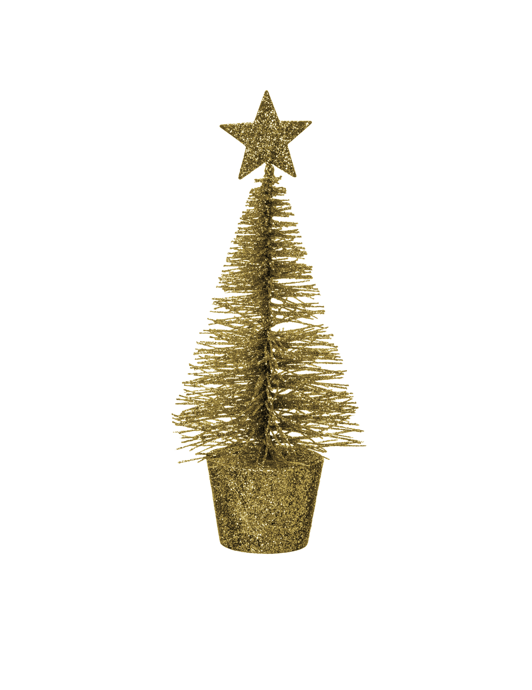 Goldener Metall-Tannenbaum Dekofigur 14 cm mit Glitzer