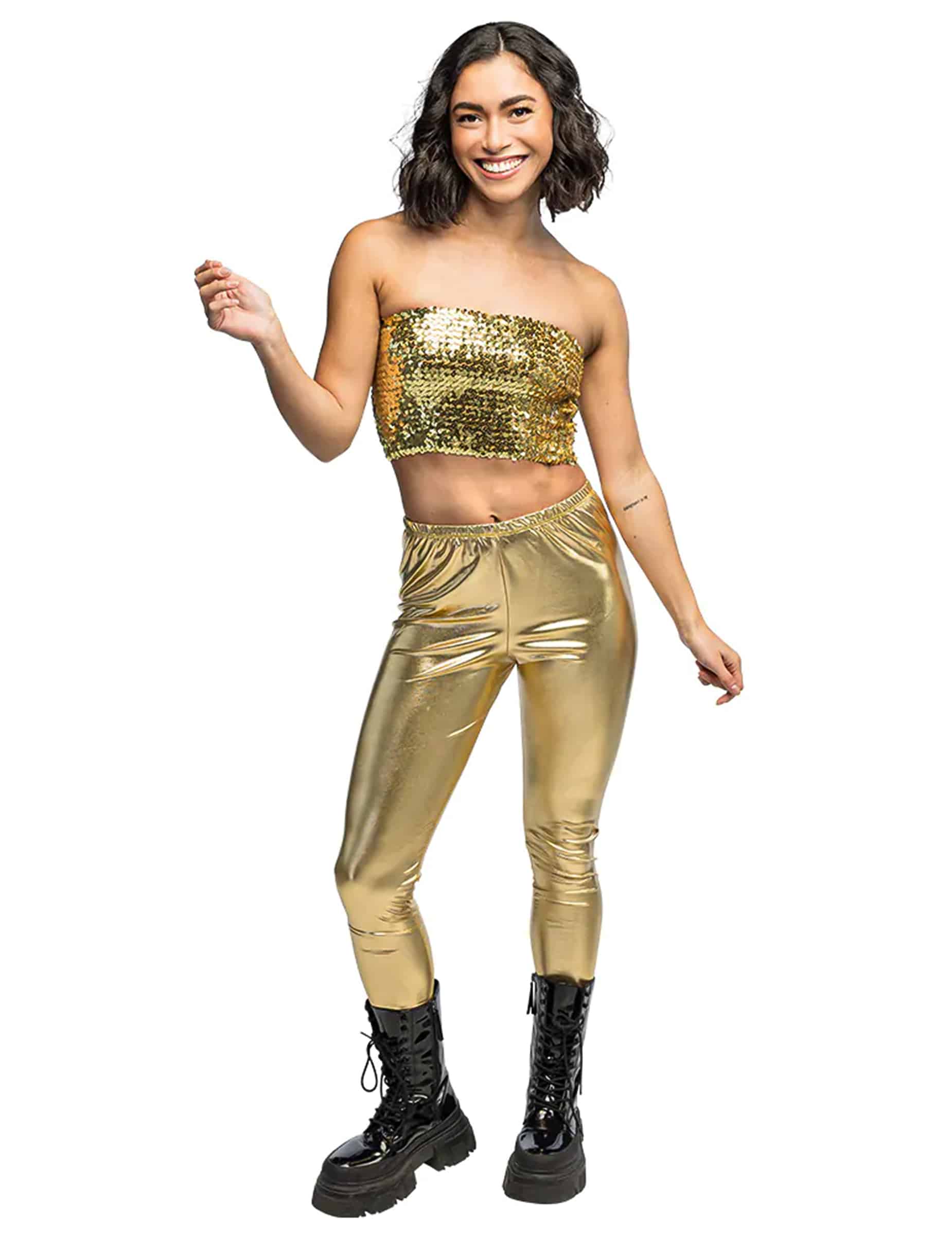 Goldfarbenes Pailletten-Minitop für Damen