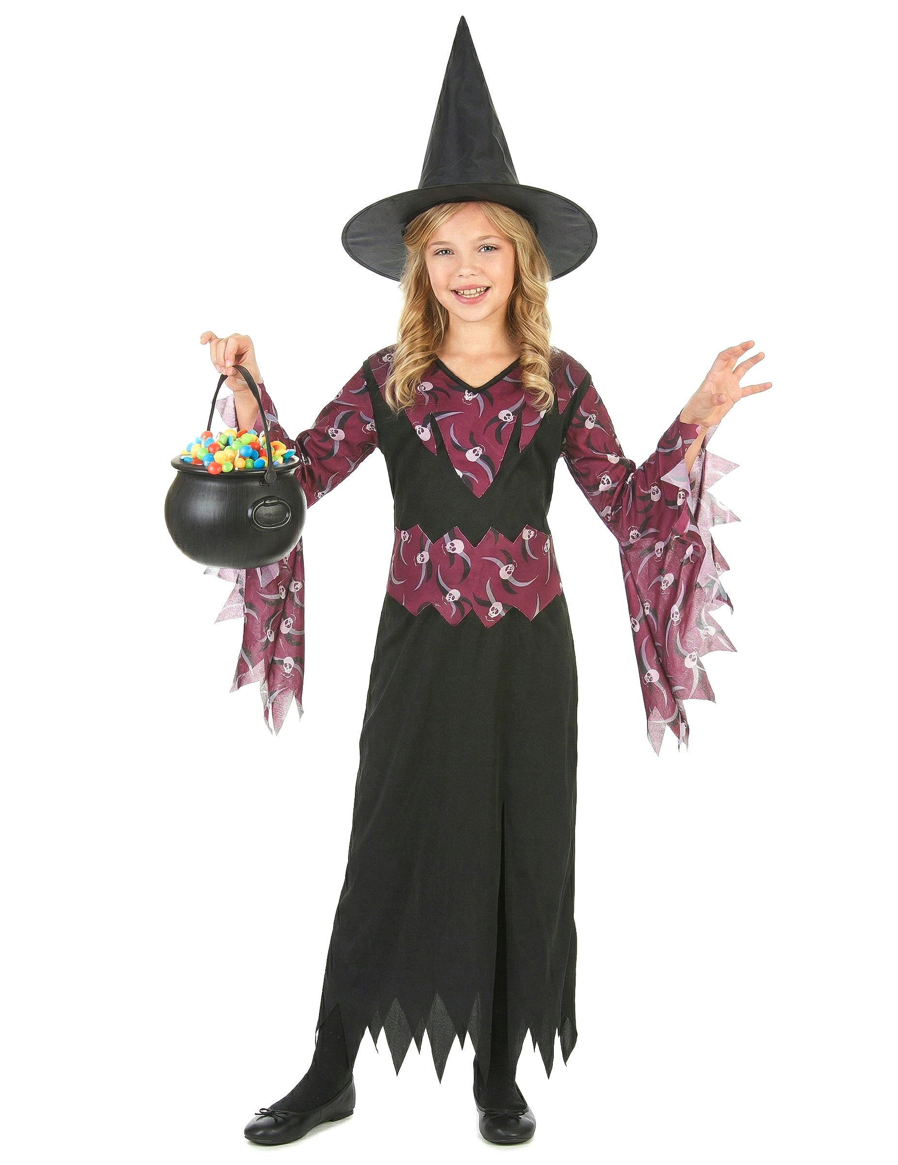 Gothic-Hexe Kinderkostüm schwarz-lila