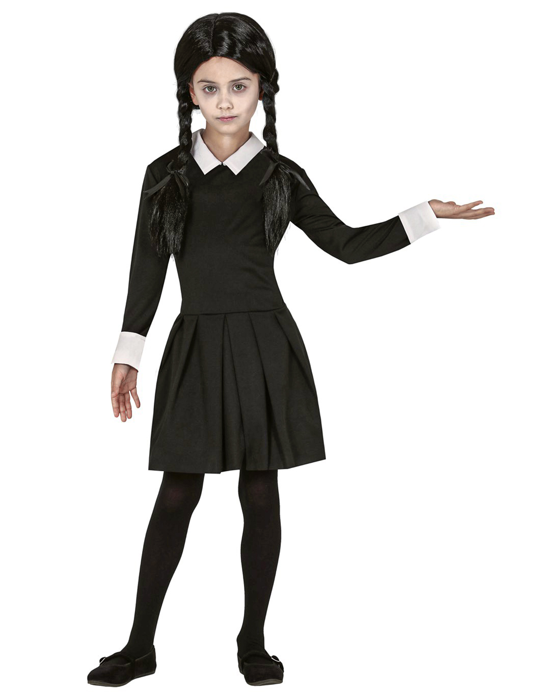 Gothic-Kind Kostüm für Mädchen Halloween-Kostüm schwarz-weiss