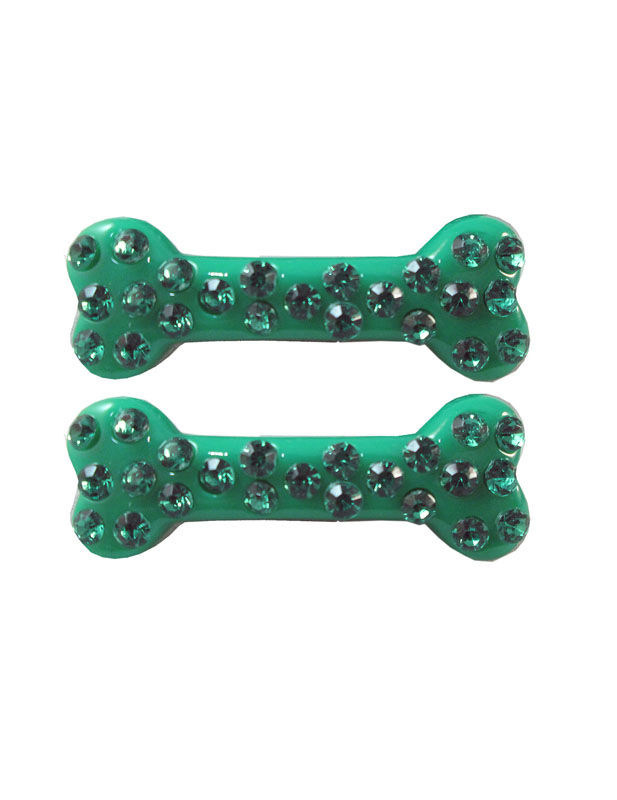 Gothic Knochen-Haarspangen mit Strass 2 Stück grün
