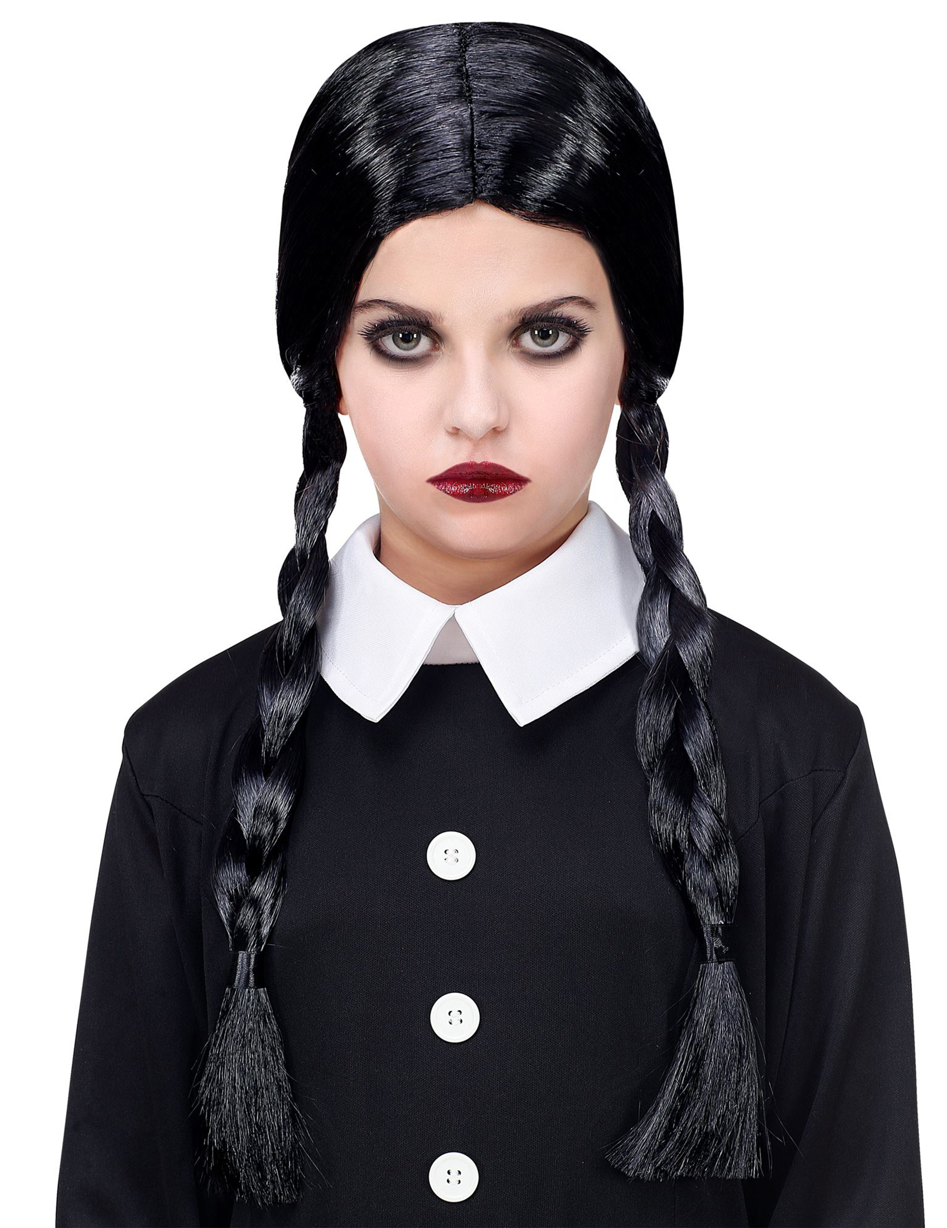 Gothic-Mädchenperücke für Damen Halloween-Accessoire schwarz