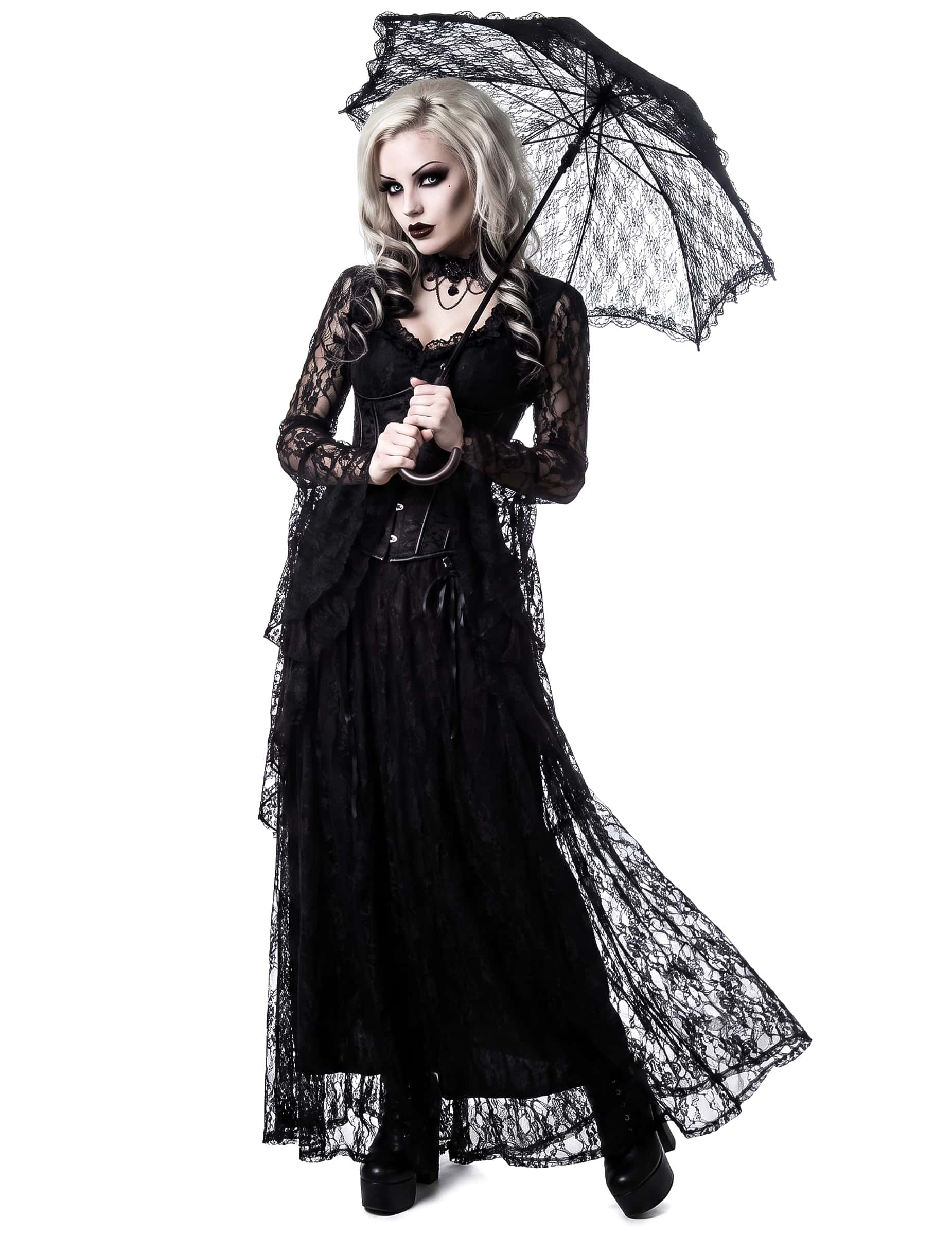 Gothic Sonnenschirm in Schwarz