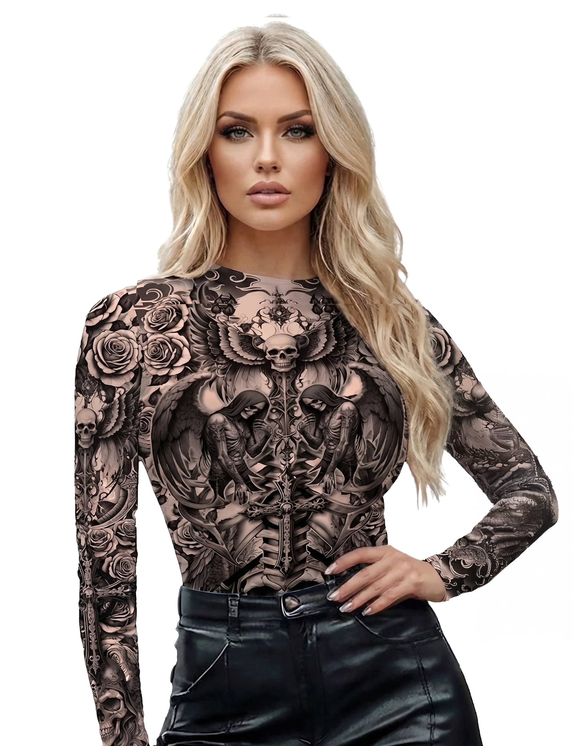 Gothic-Tattoo-Effekt-Top für Damen