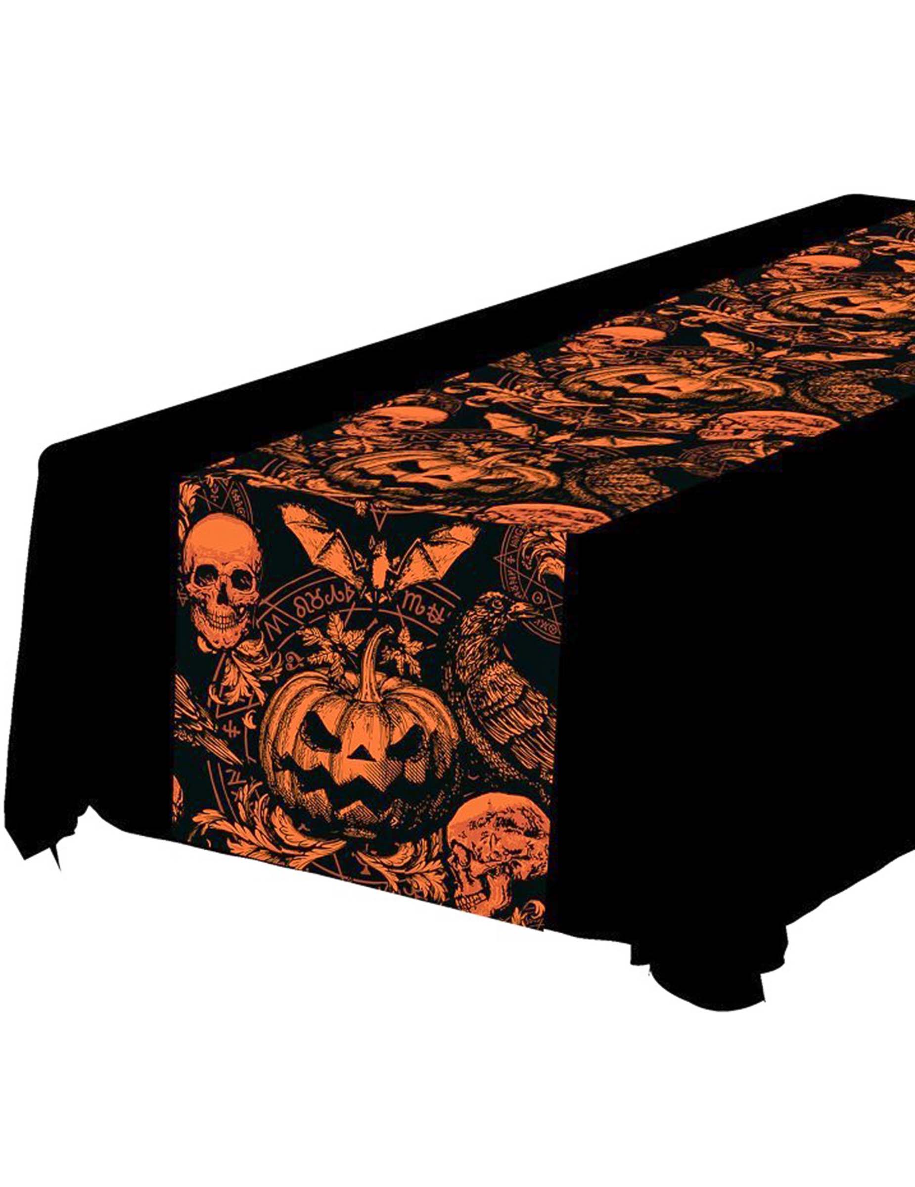 Gothic Tischläufer Kürbis schwarz/orange 275cm