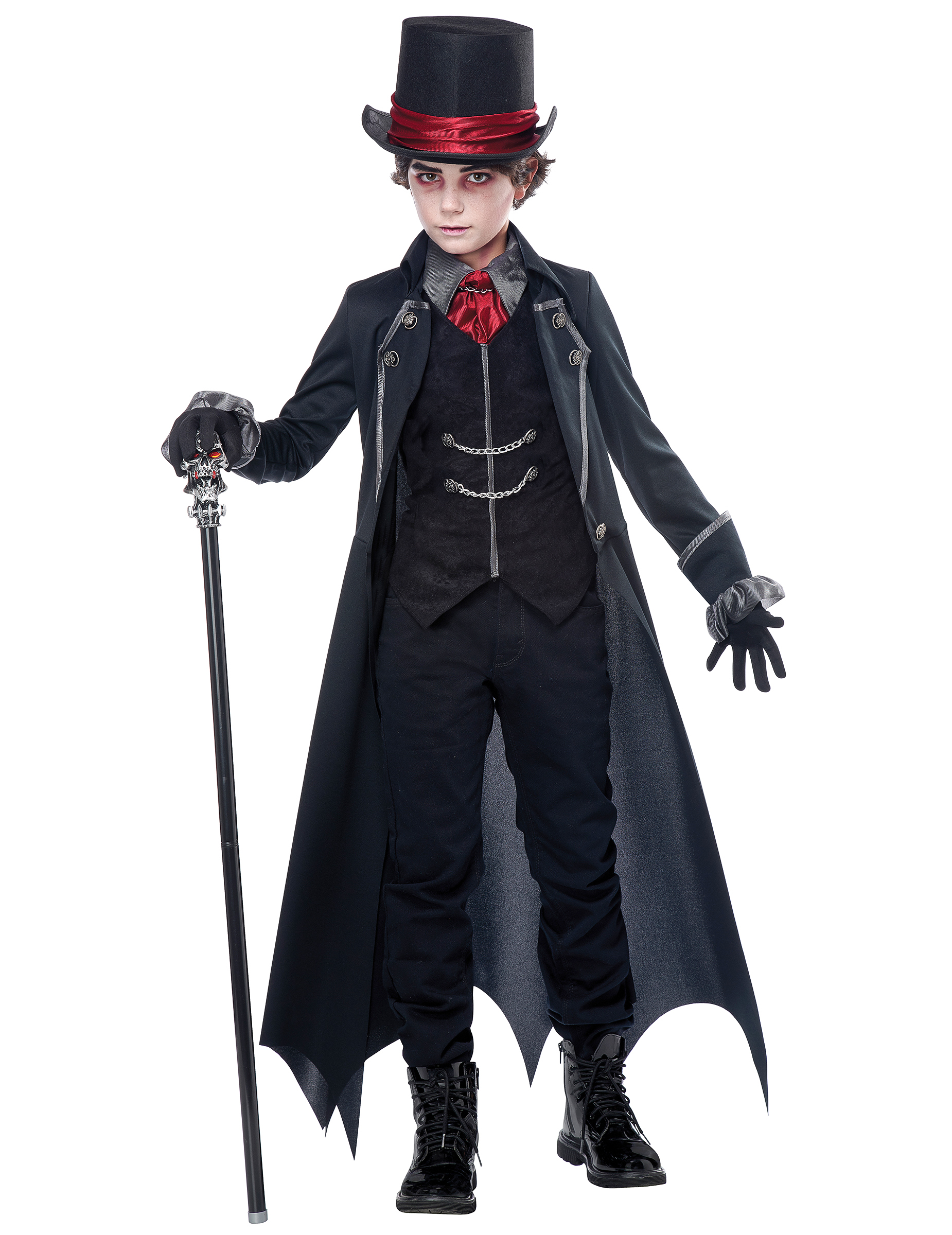 Gothic-Vampir-Kostüm für Jungen Halloweenkostüm schwarz