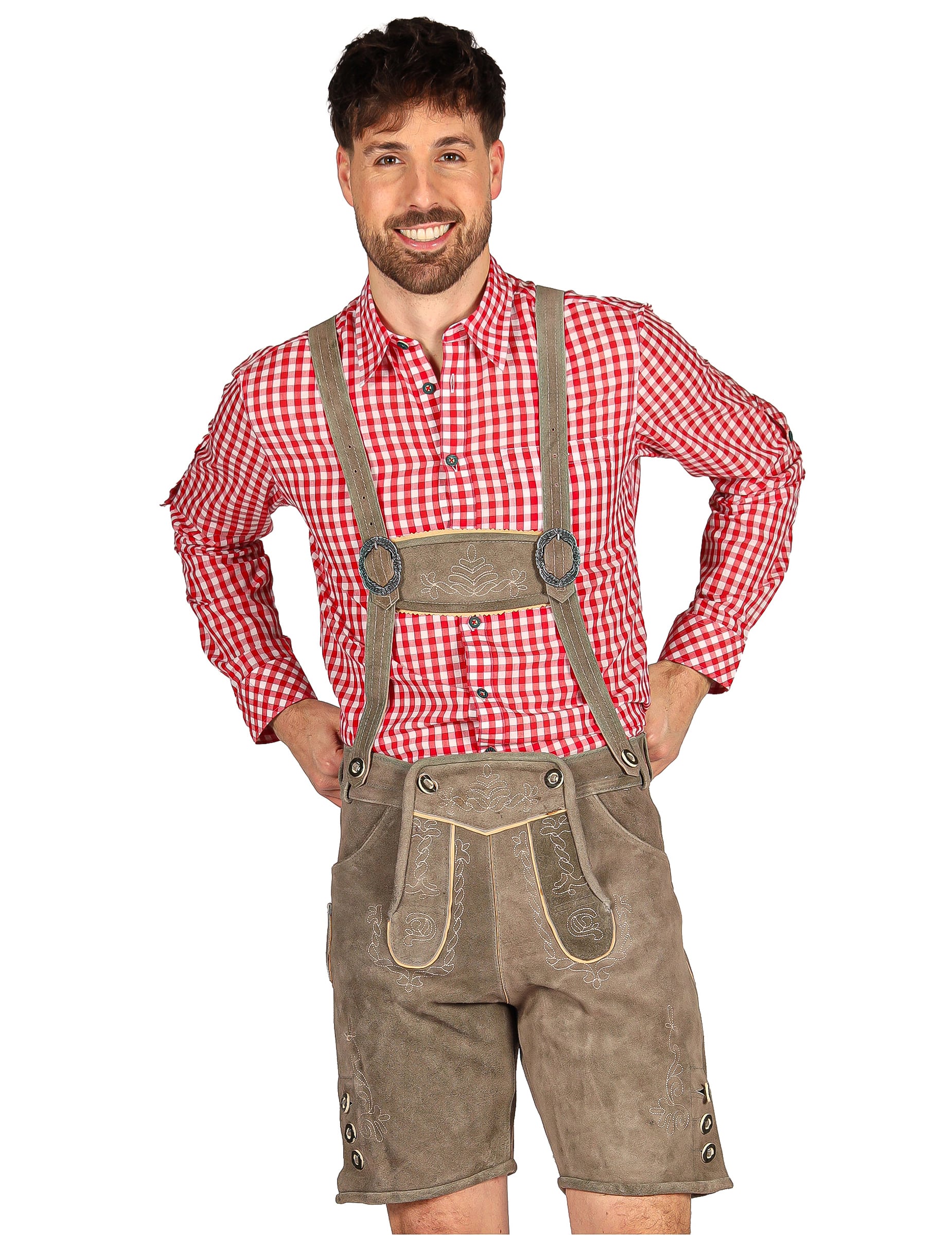 Graue Trachten-Lederhose für Herren Premium