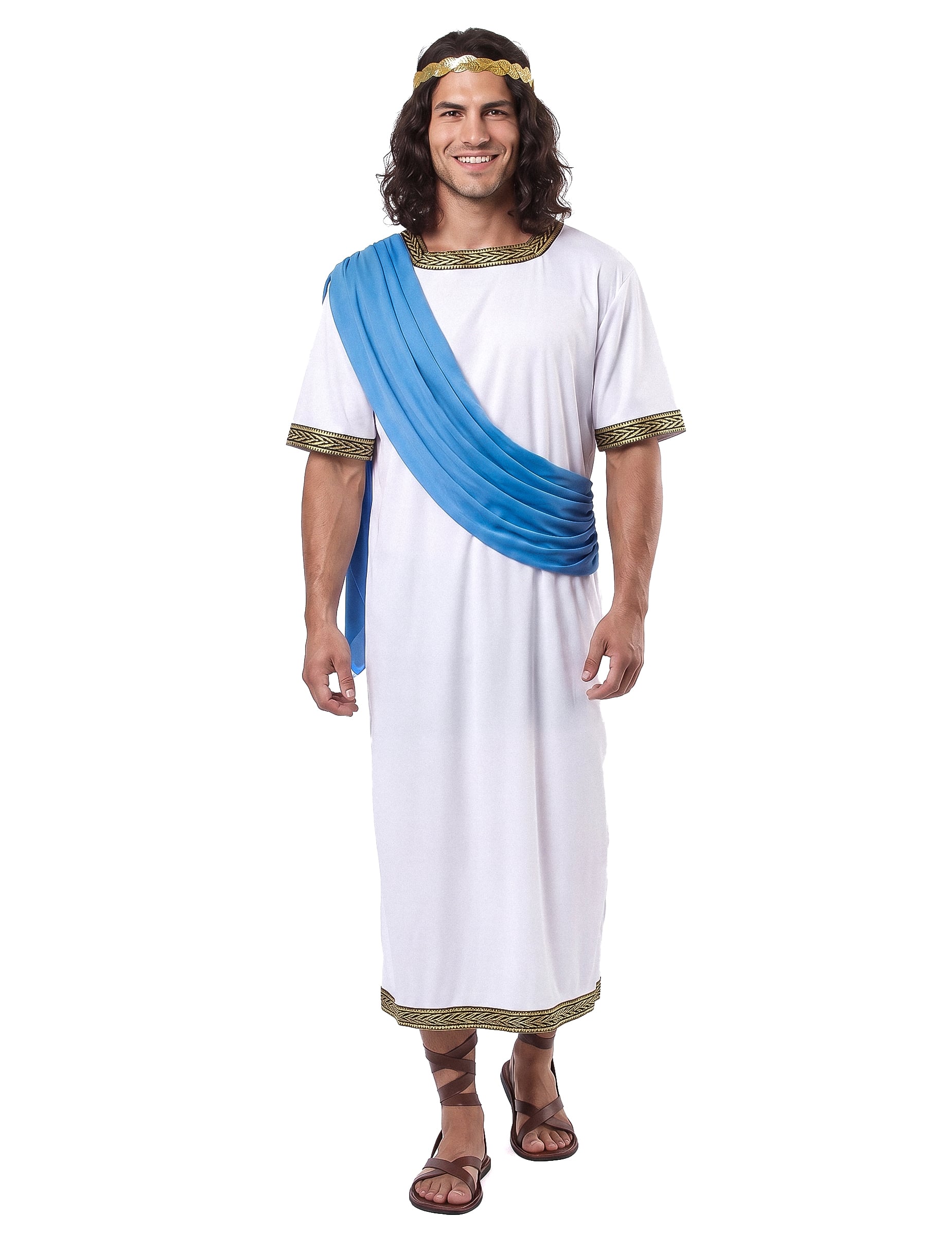 Griechischer Gott Herren-Kostüm weiss-blau-gold