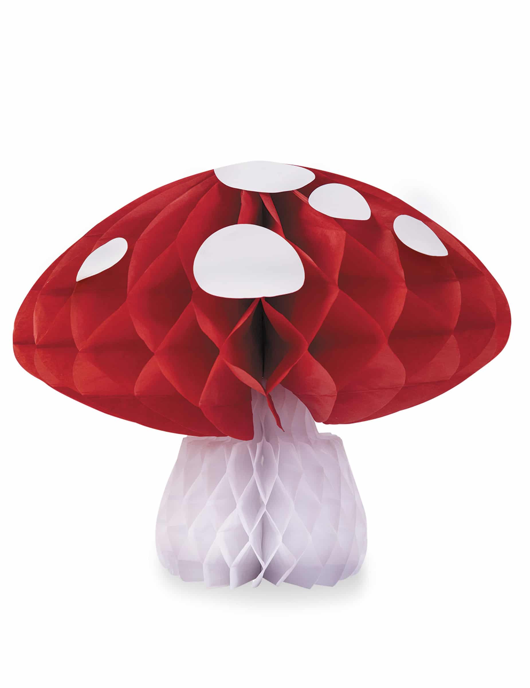 Große Waben-Pilz Dekoration 21 cm rot und weiß