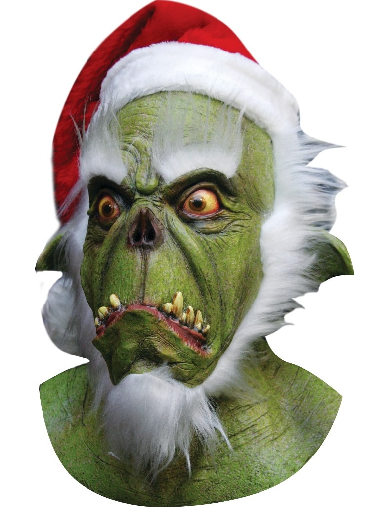 Grüne Weihnachtsmann Maske für Erwachsene