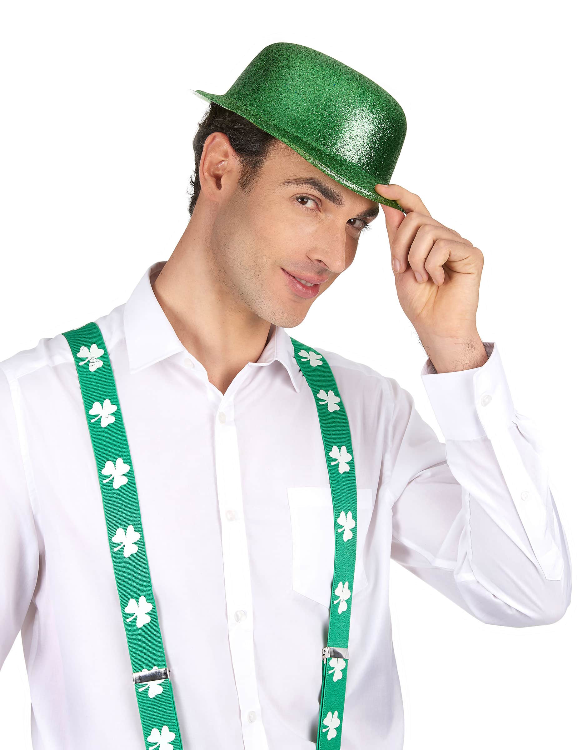 Grüner Glitzer-Hut Melone St. Patrick's Day grün-metallic 56 cm Kopfumfang