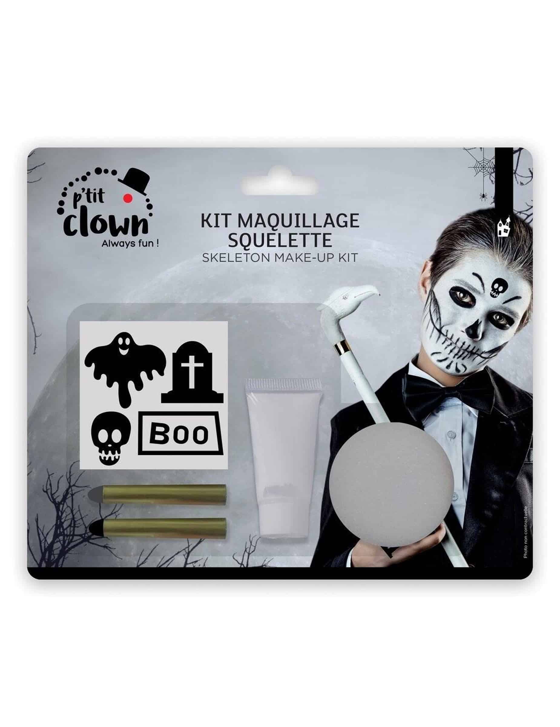 Gruseliges Makeup für Skelett Kostüme für Kinder