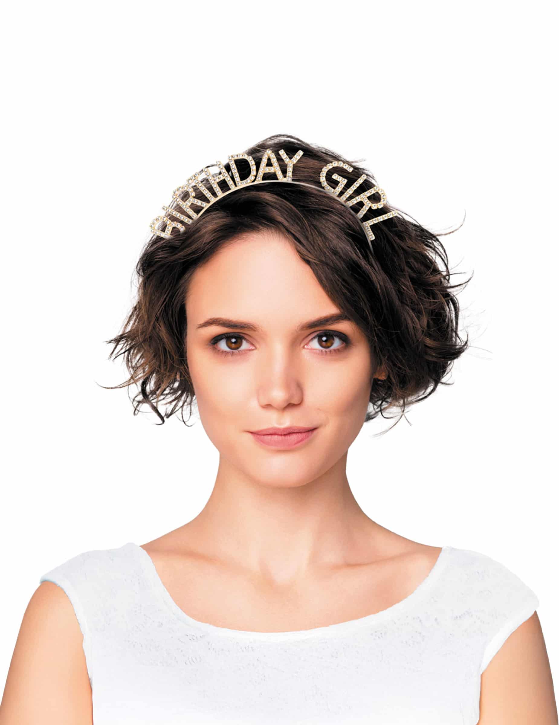 Haarreif Happy Birthday Gold für Erwachsene