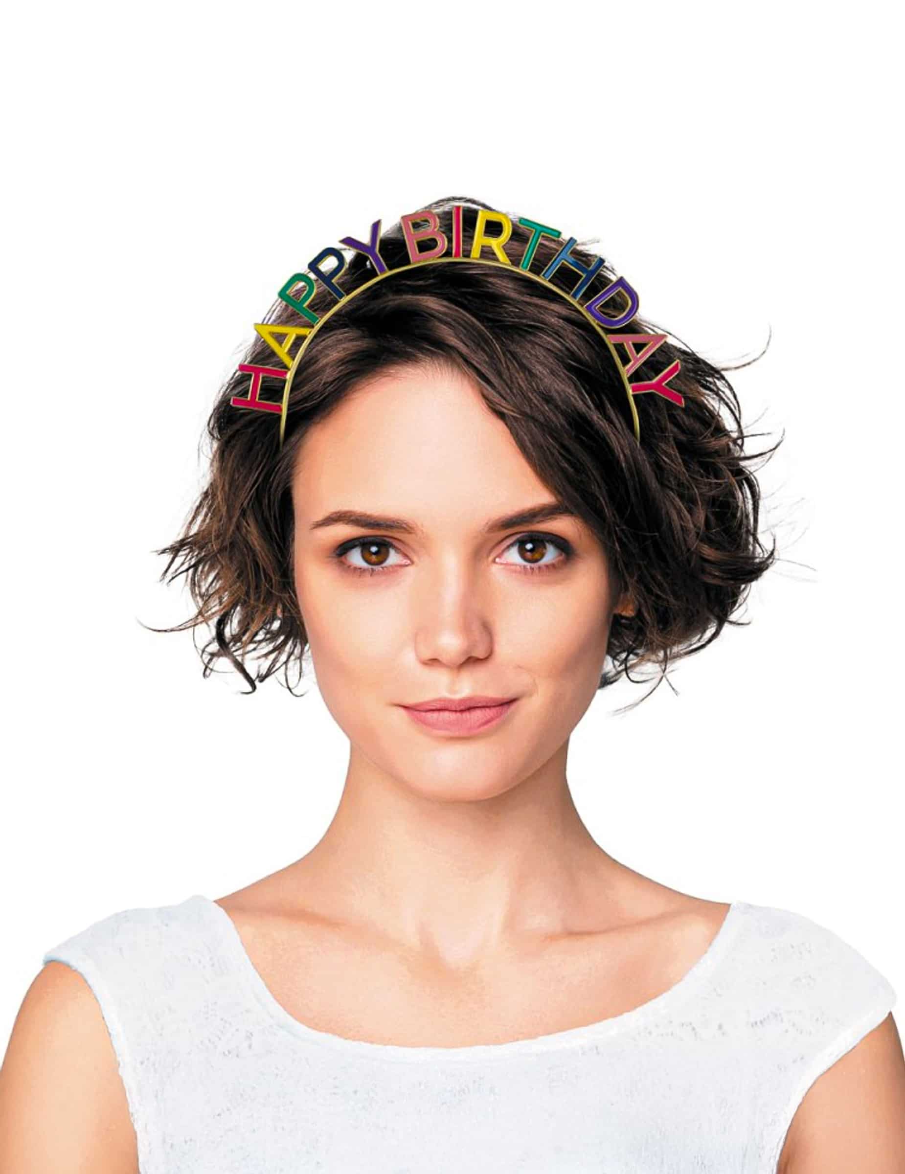 Haarreif Happy Birthday multicolore Erwachsene