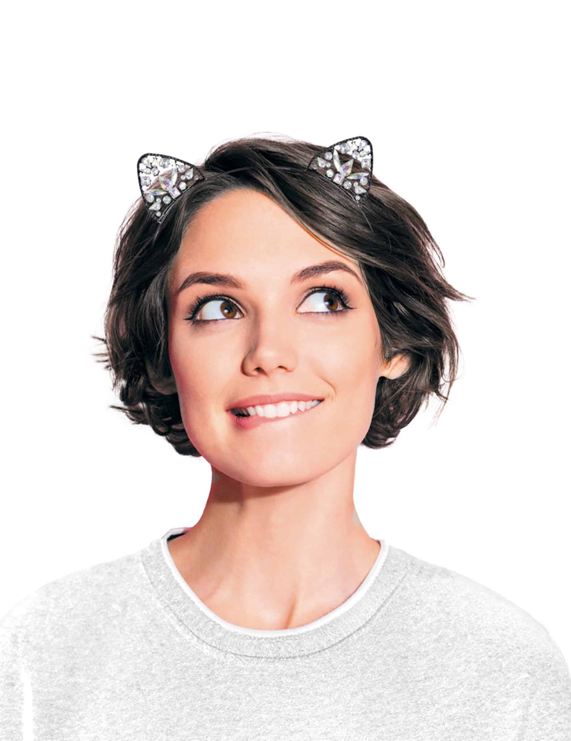 Haarreif Katze Strass Serre-tête Katze Strass Luxus Erwachsene schwarz